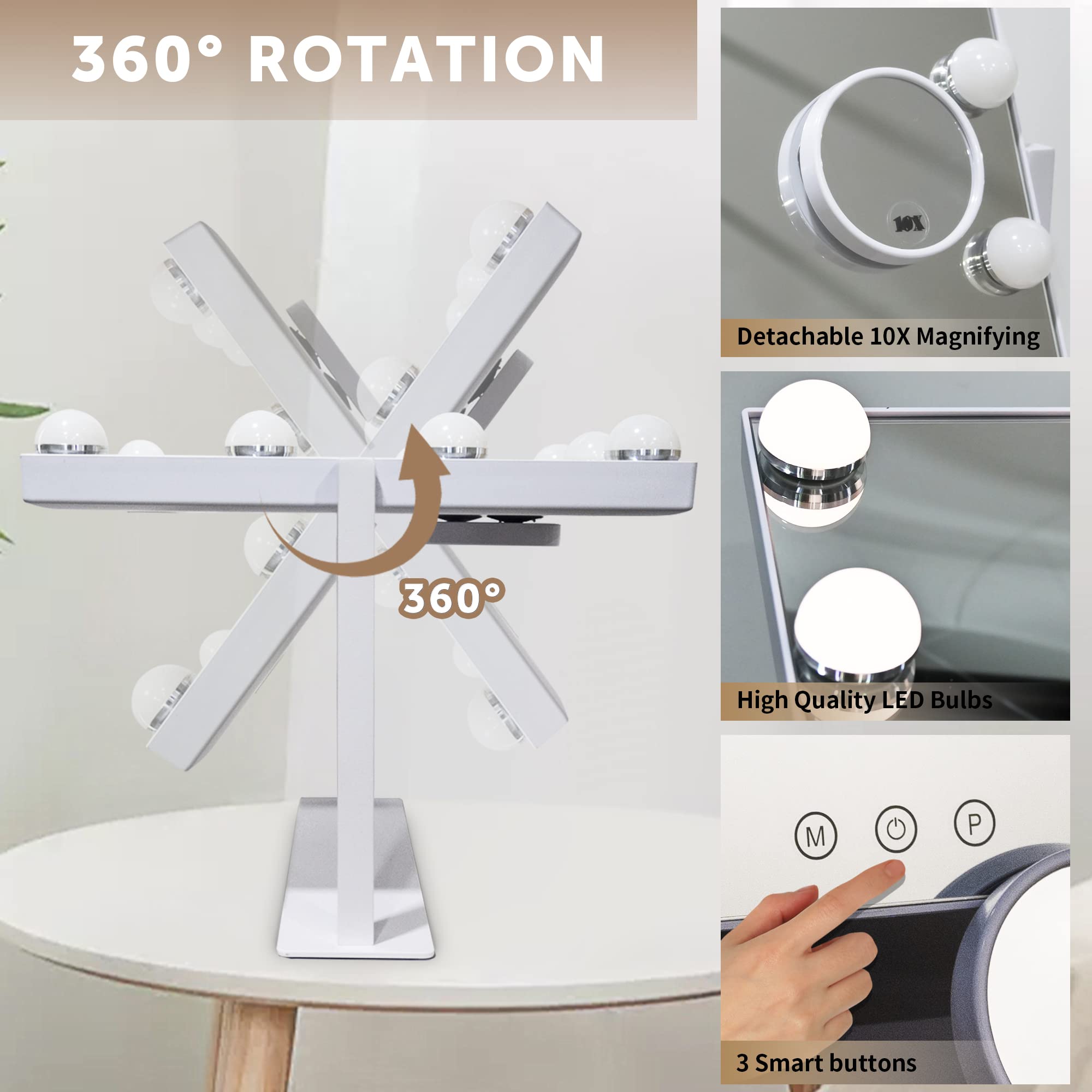 Diseño giratorio de 360° del espejo SLIMOON para ángulo perfecto