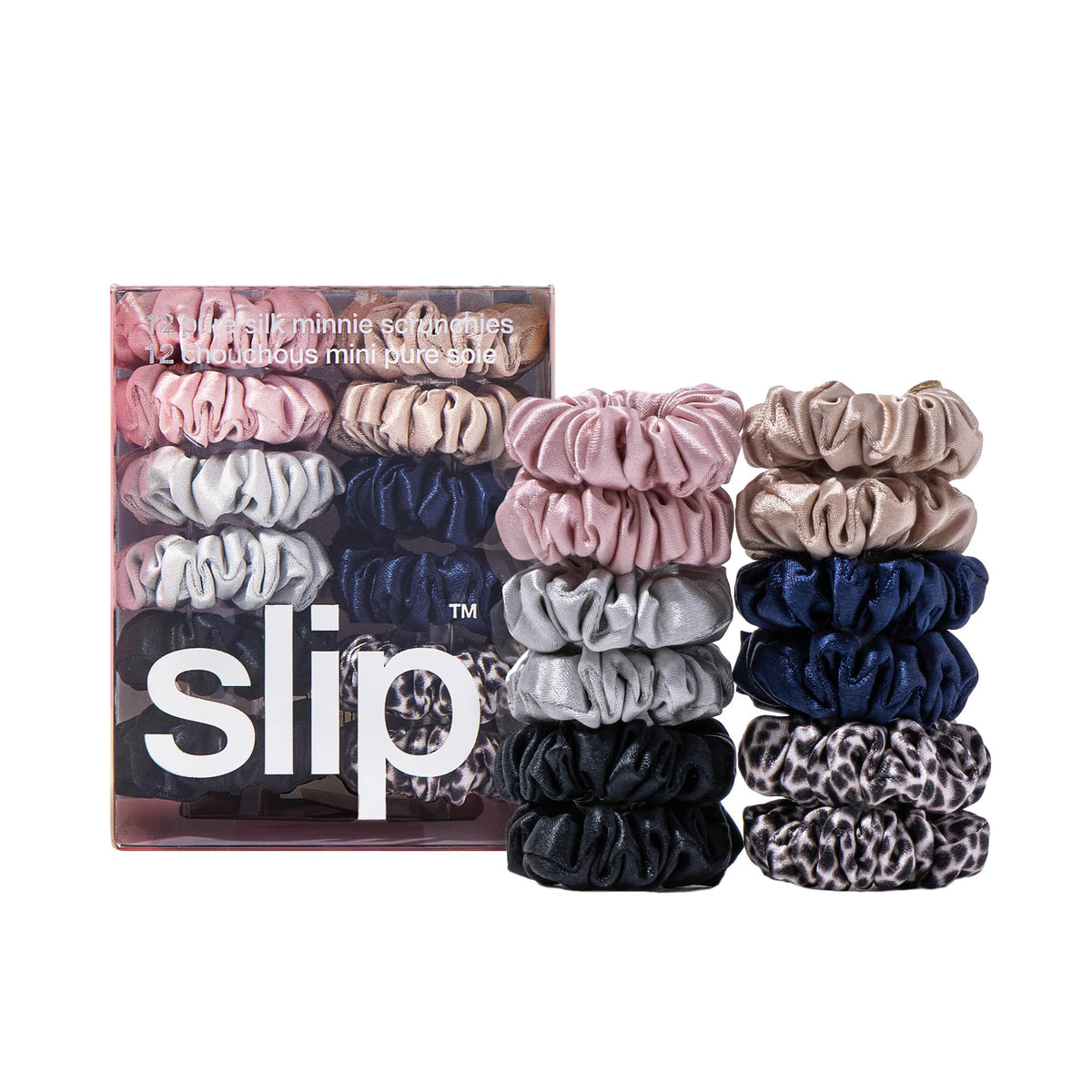 SLIP Minnie Scrunchies con seda 22momme para cabello suave y sin tirones.