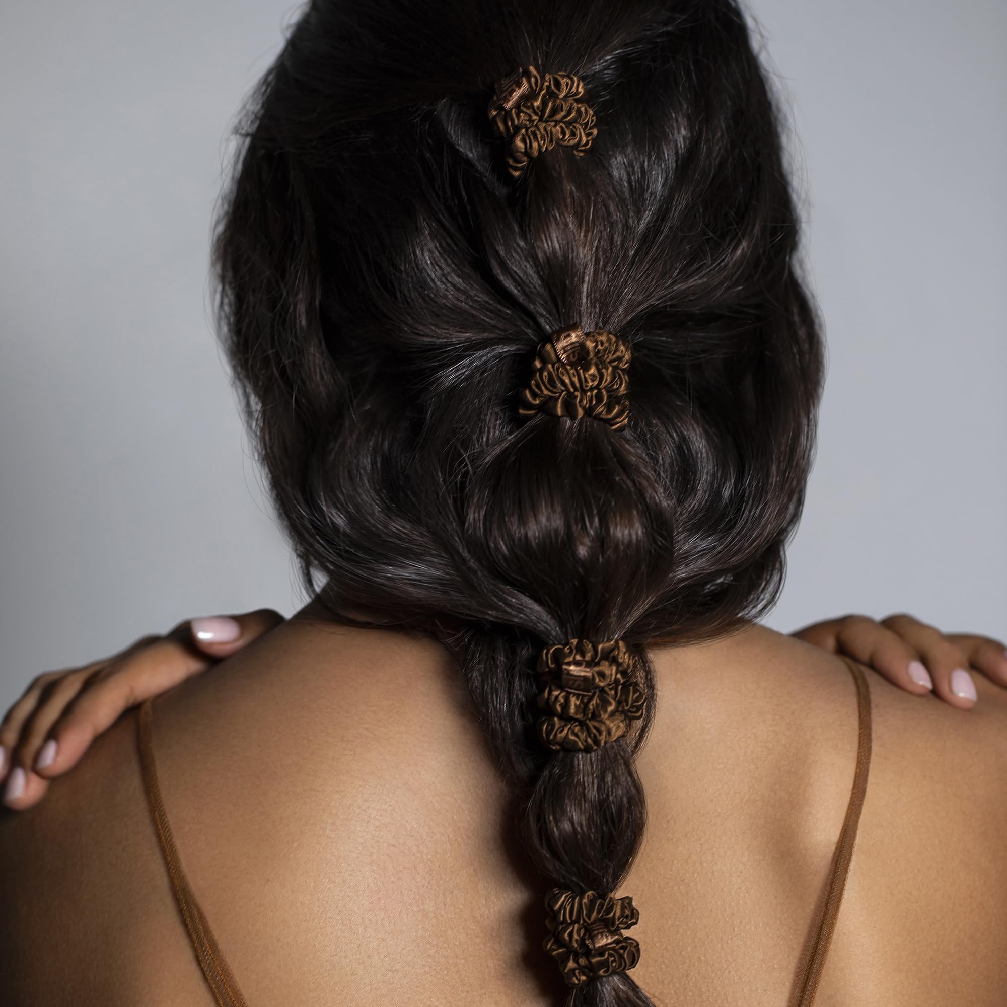 SLIP Silk Skinny Scrunchies brun fonce-cheveux-doux protege les cheveux.