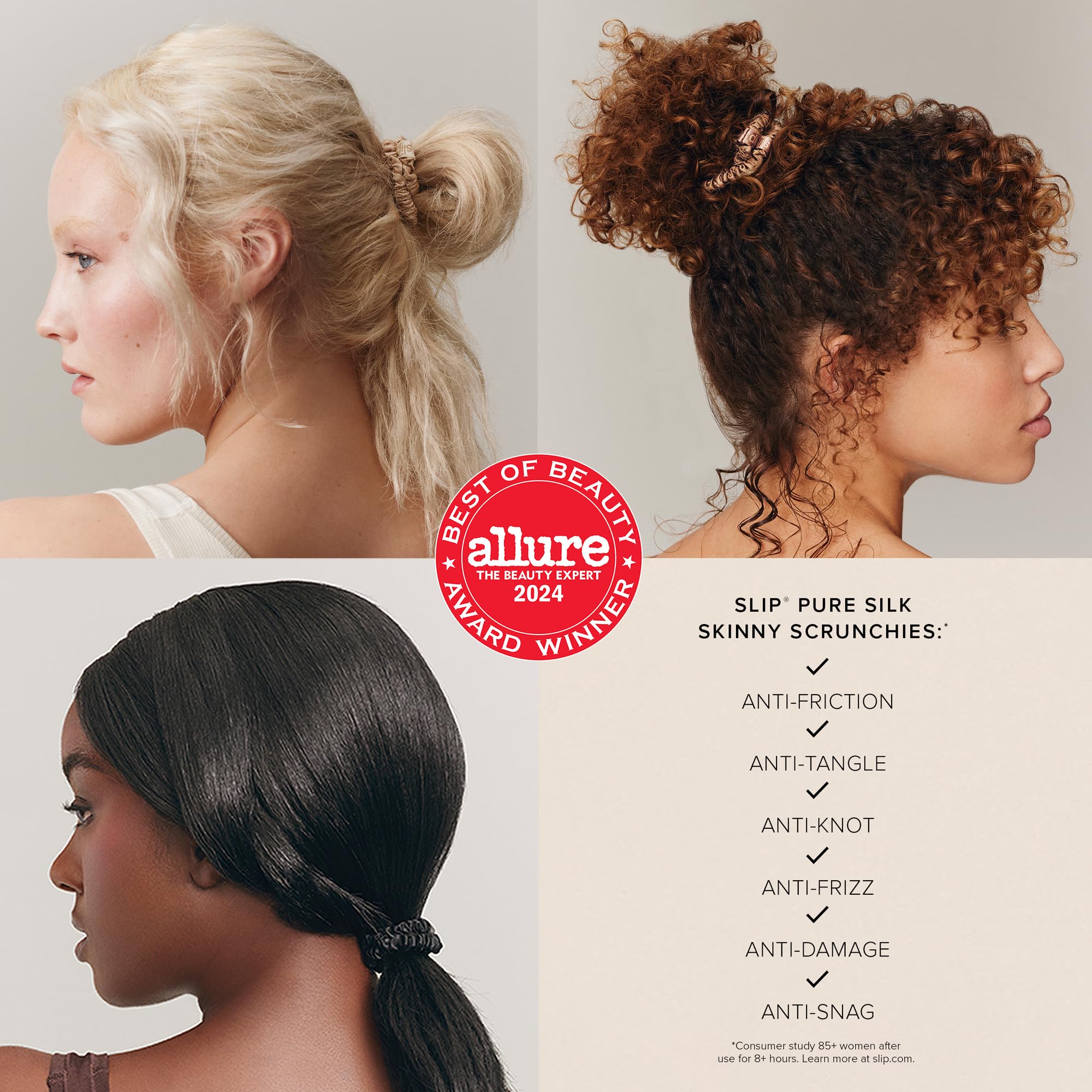 SLIP Silk Skinny Scrunchies brun fonce-ponytail-svelte pour une coiffure elegante.