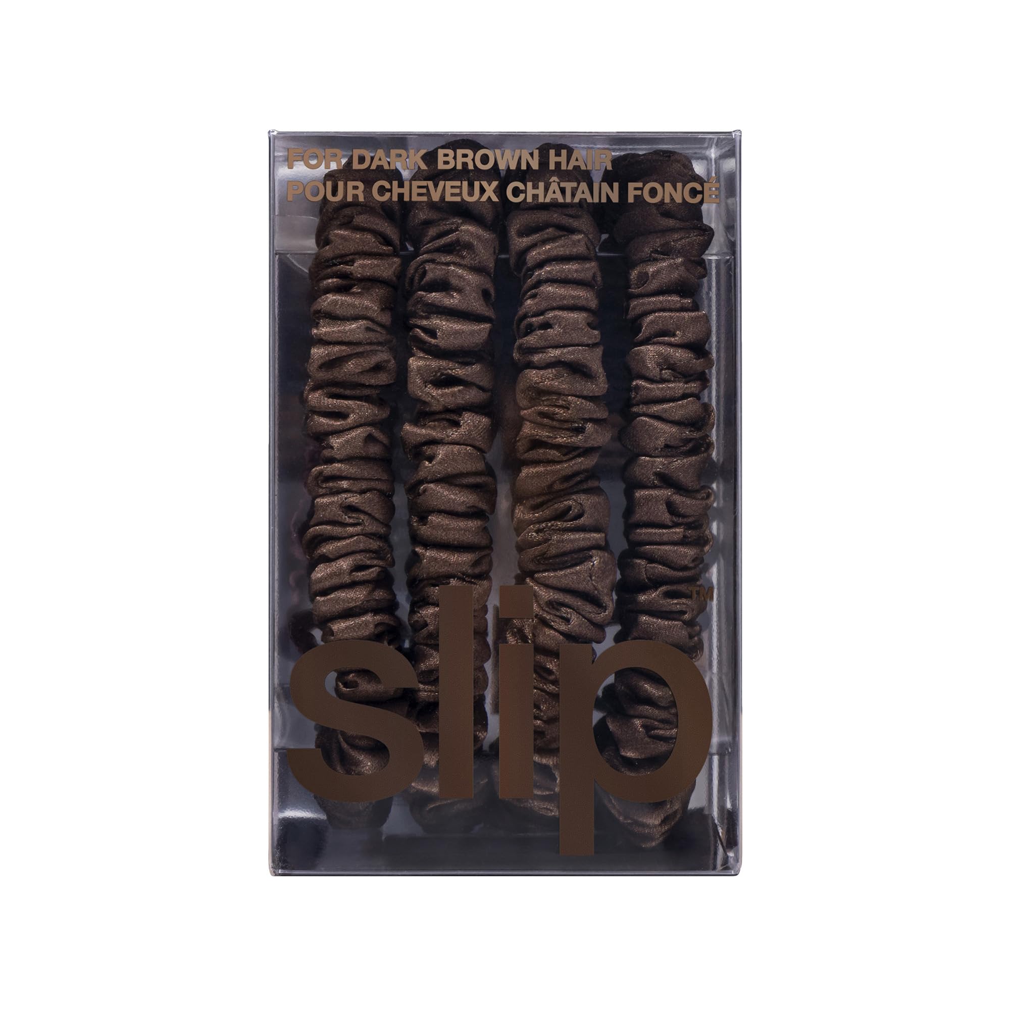 SLIP Silk Skinny Scrunchies brun fonce-usage-quotidien pratique et discret.