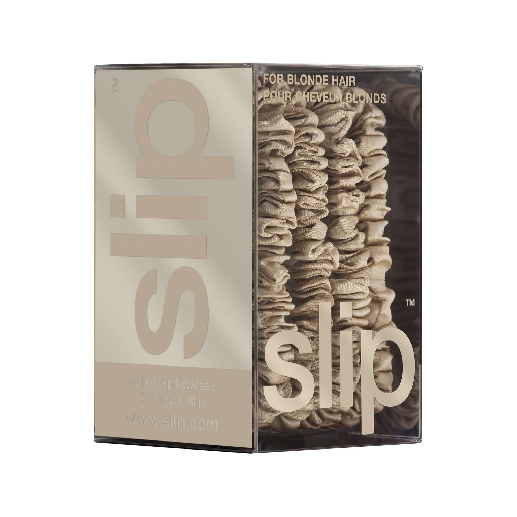 SLIP Silk Skinny Scrunchies Rubio ideal para peinados diarios.