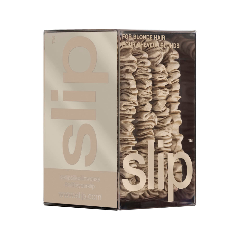 SLIP Silk Skinny Scrunchies Rubio ideal para peinados diarios.