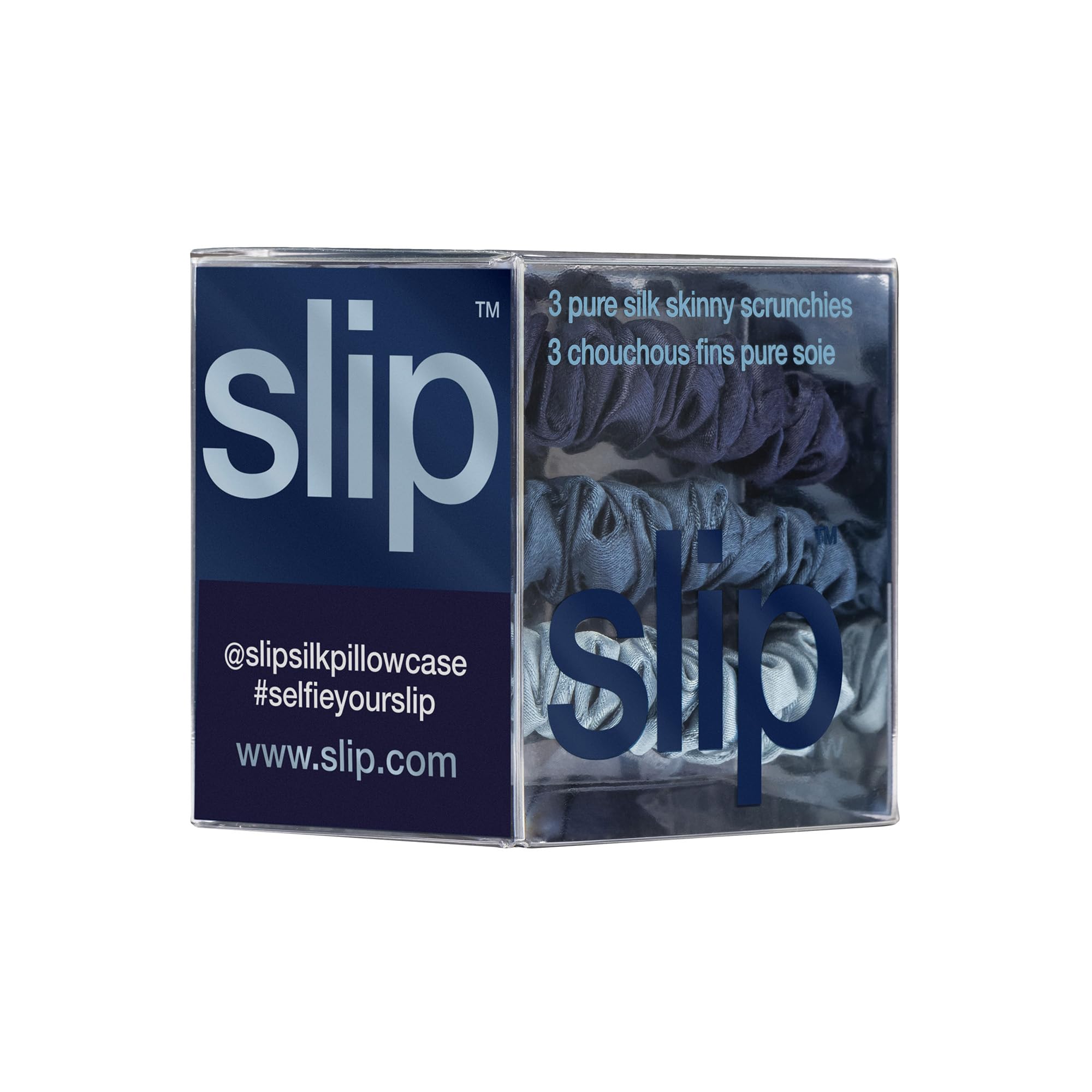 SLIP Skinny Scrunchies azul marino protección anti-rotura para peinados