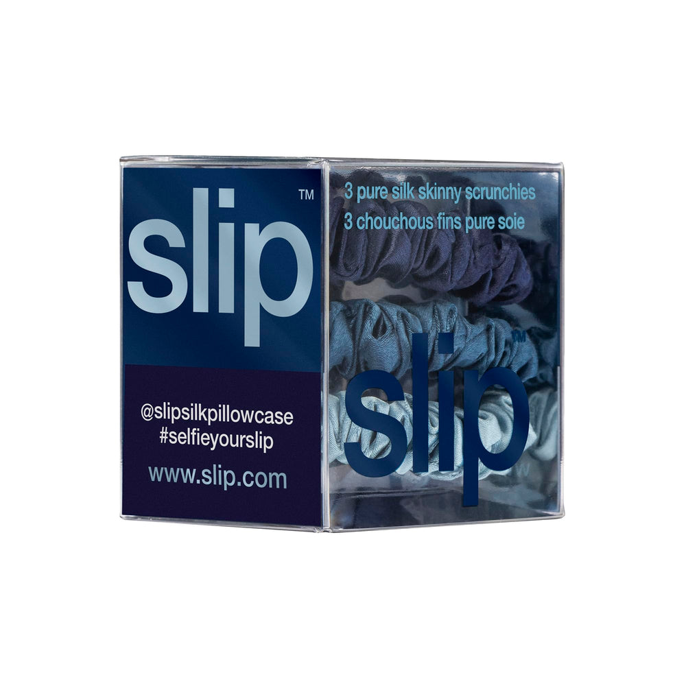 SLIP Skinny Scrunchies azul marino protección anti-rotura para peinados