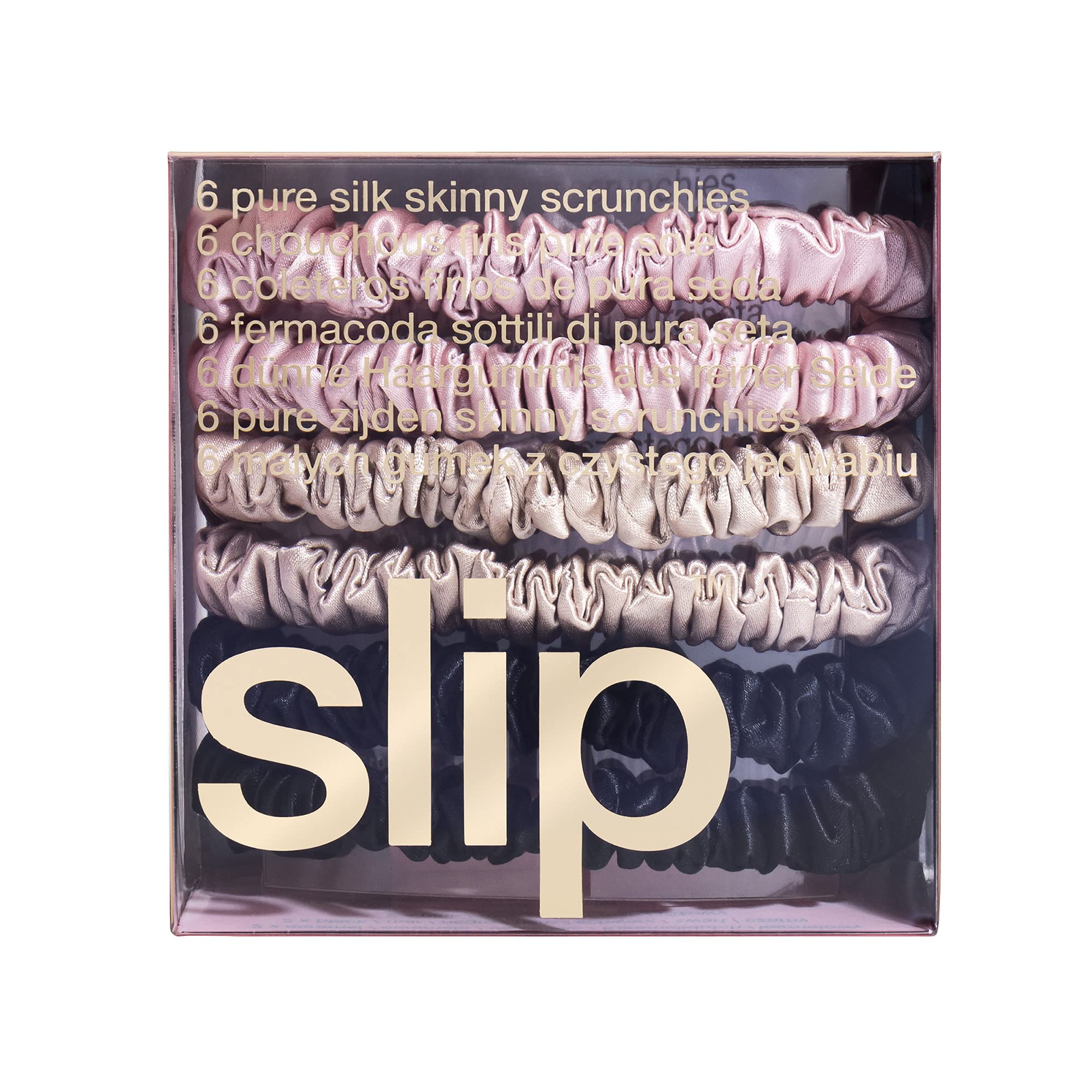 Regalo elegante SLIP Skinny Scrunchies Multi en empaque de lujo