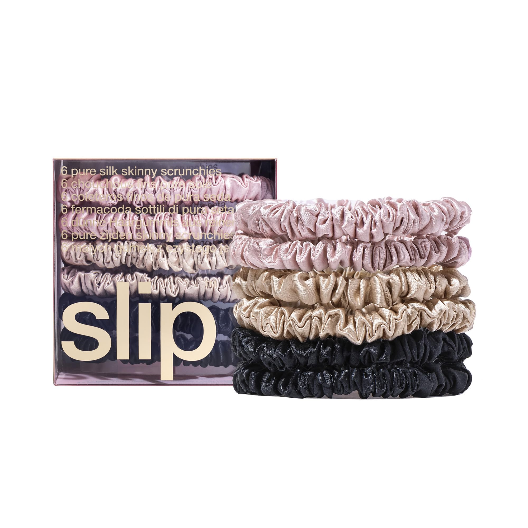 SLIP Skinny Scrunchies Multi en rosa: suave y ideal para uso diario