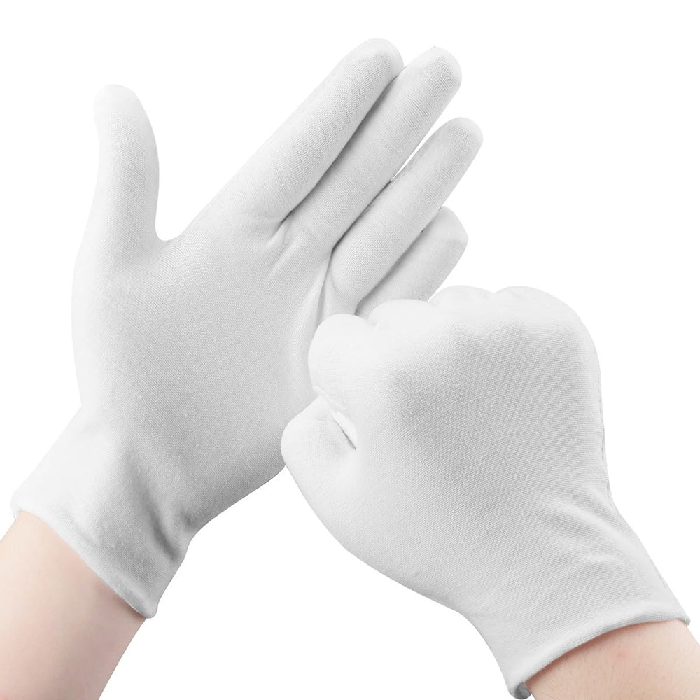 Guantes de algodon blancos de SLWJAXGT, tacto suave para cuidado de manos.