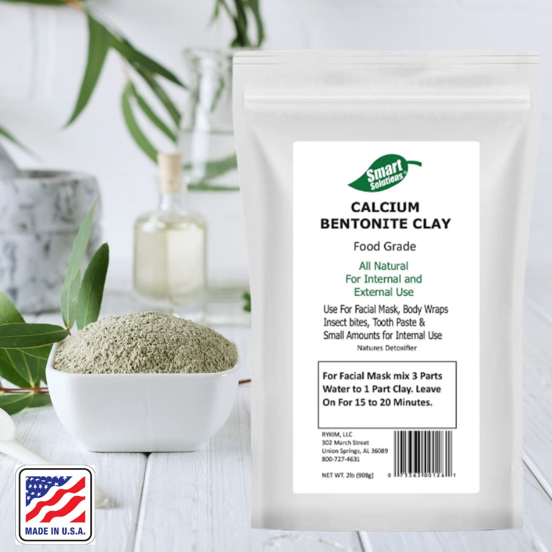 Smart Solutions Arcilla Bentonita Calcio: mezcla con agua para mascarilla facial purificante.