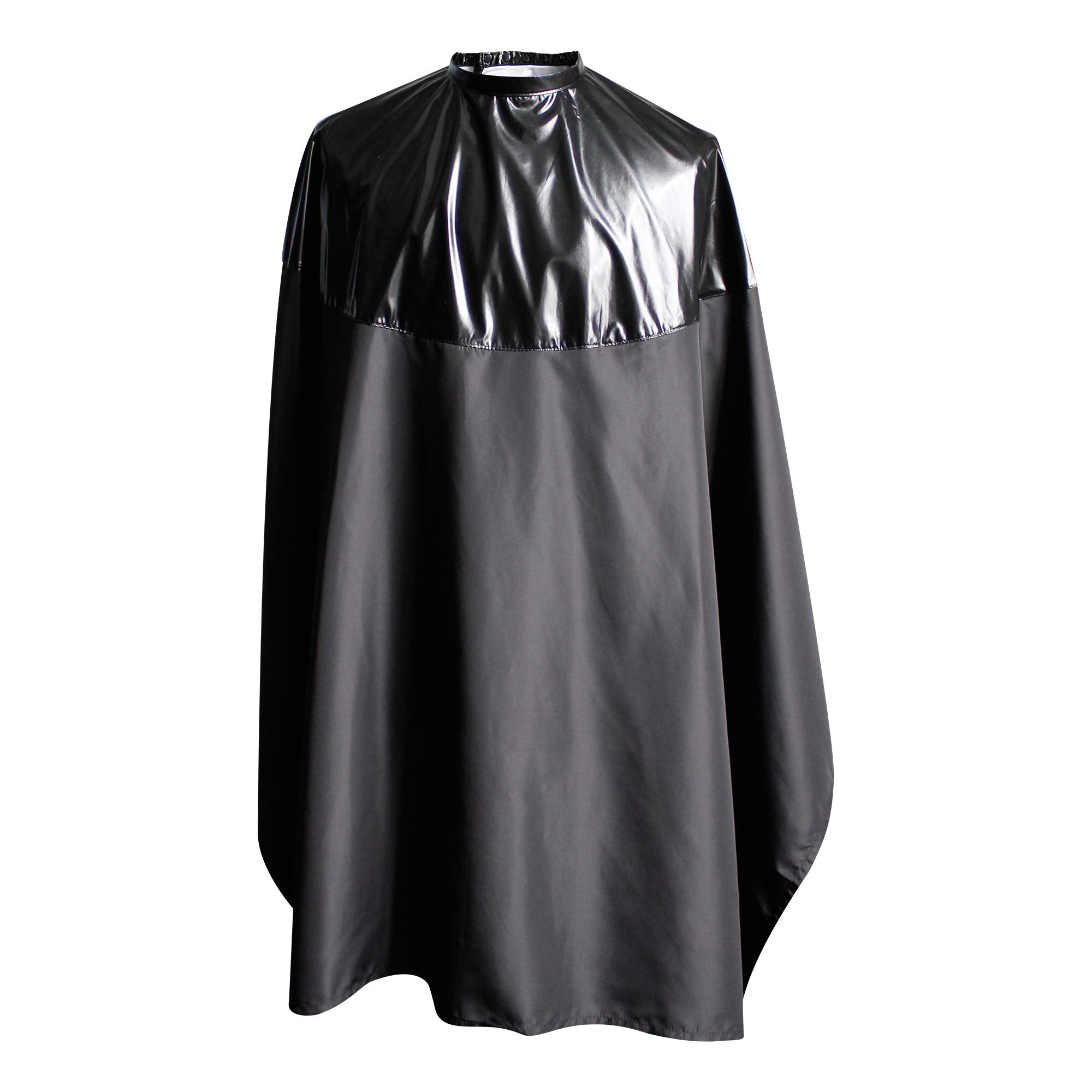 SMARTHAIR capa profesional negra, vista frontal, protege la ropa durante lavado del cabello