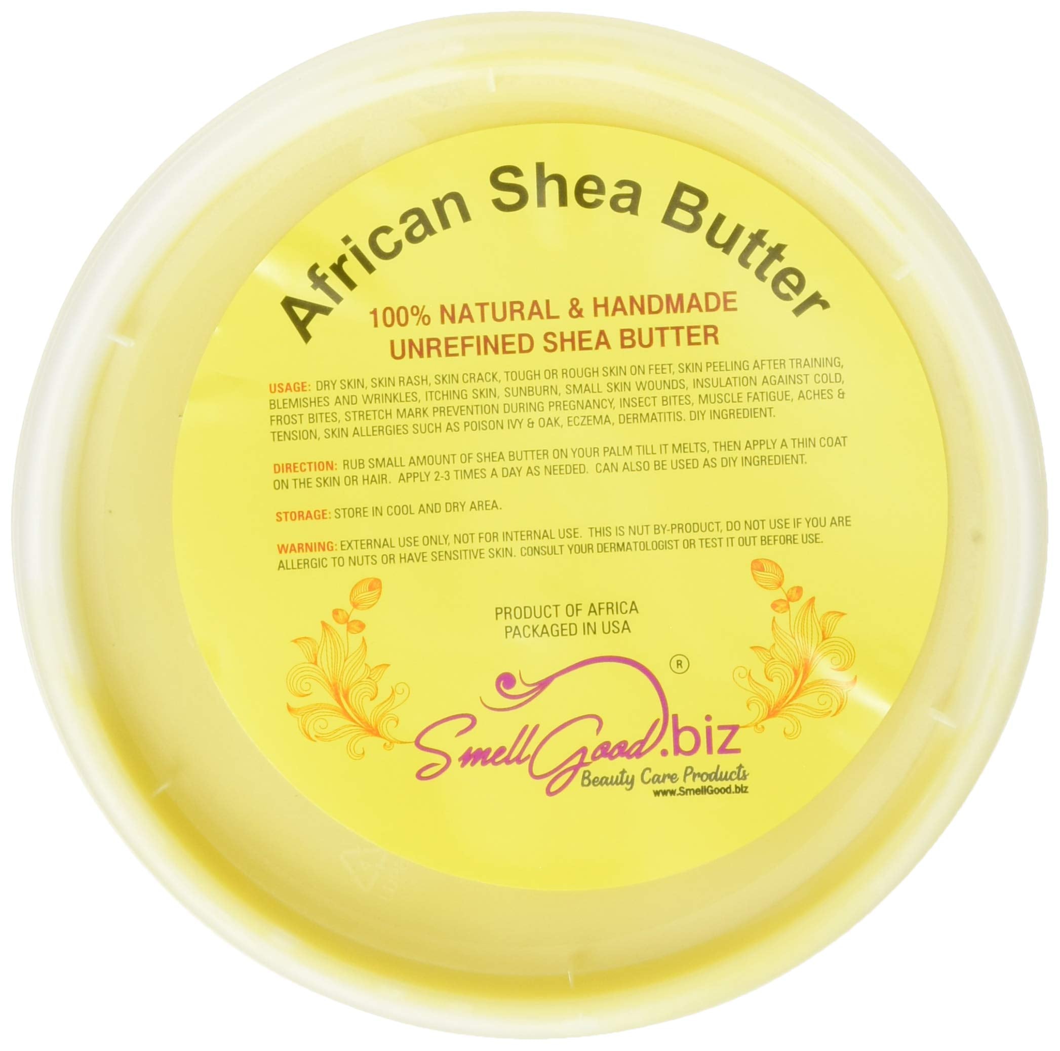 SmellGood manteca de karité africana, textura cremosa para piel y cabello.