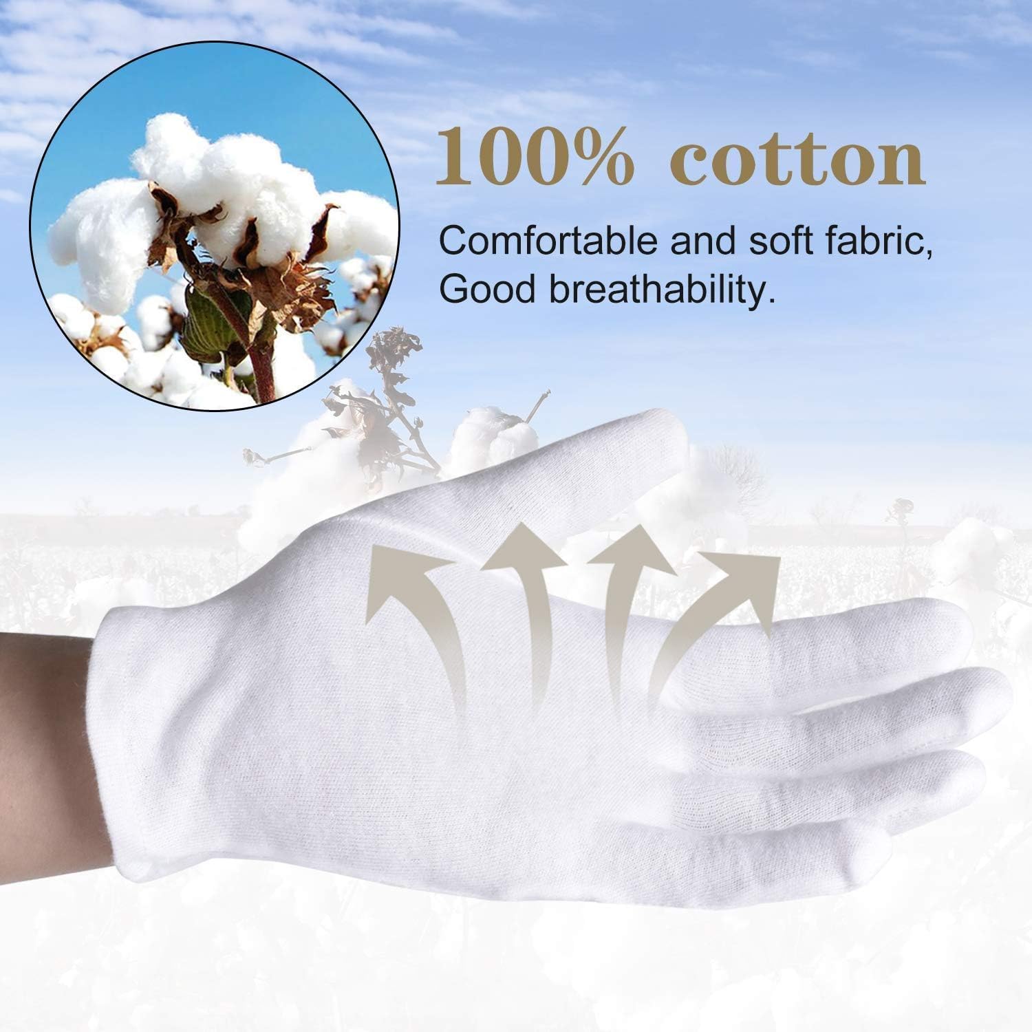 Smilco guantes de algodón blancos para joyería, manejo delicado.