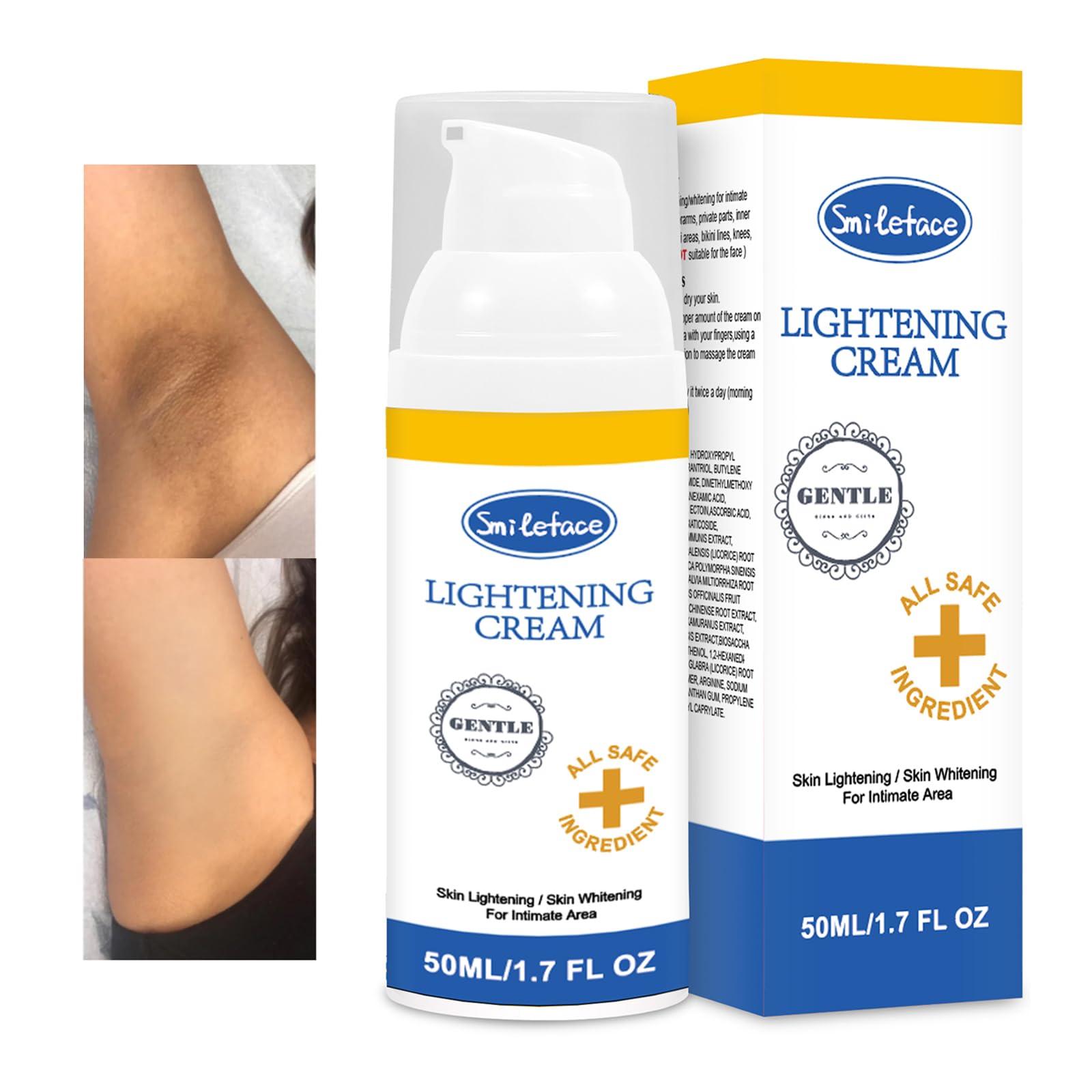 SmileFace crema blanqueadora, textura ligera que se absorbe sin grasa.