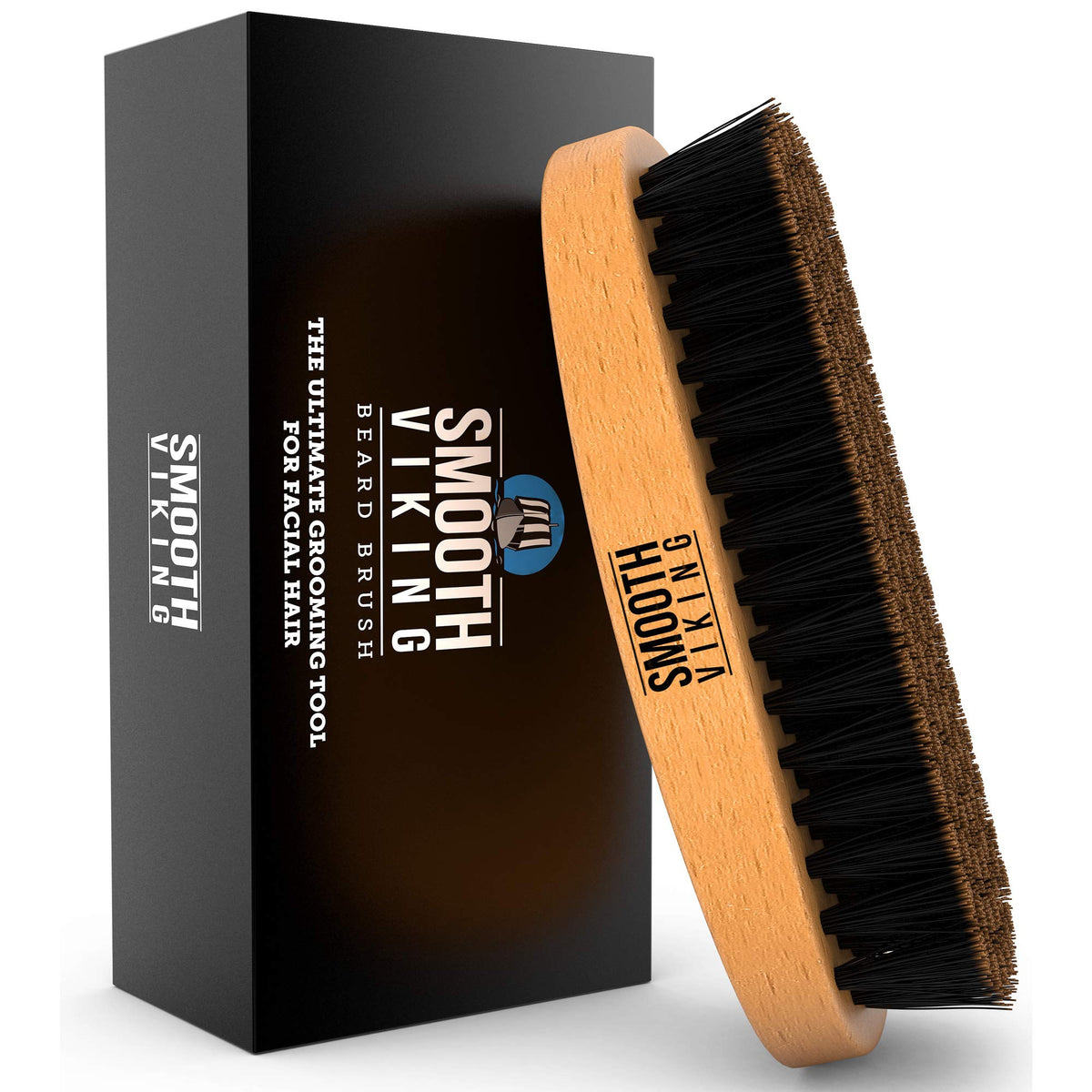Cepillo Smooth Viking para barba con cerdas naturales facilita desenredar y distribuir aceites.