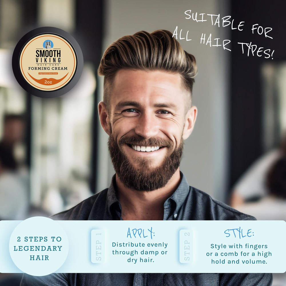 Smooth Viking Forming Cream, control duradero sin residuos para estilos versátiles.