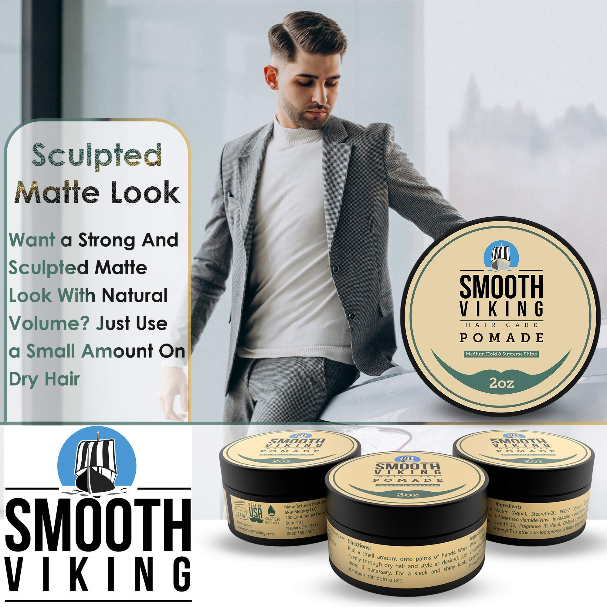 Smooth Viking Pomada sin residuo visible tras el lavado.