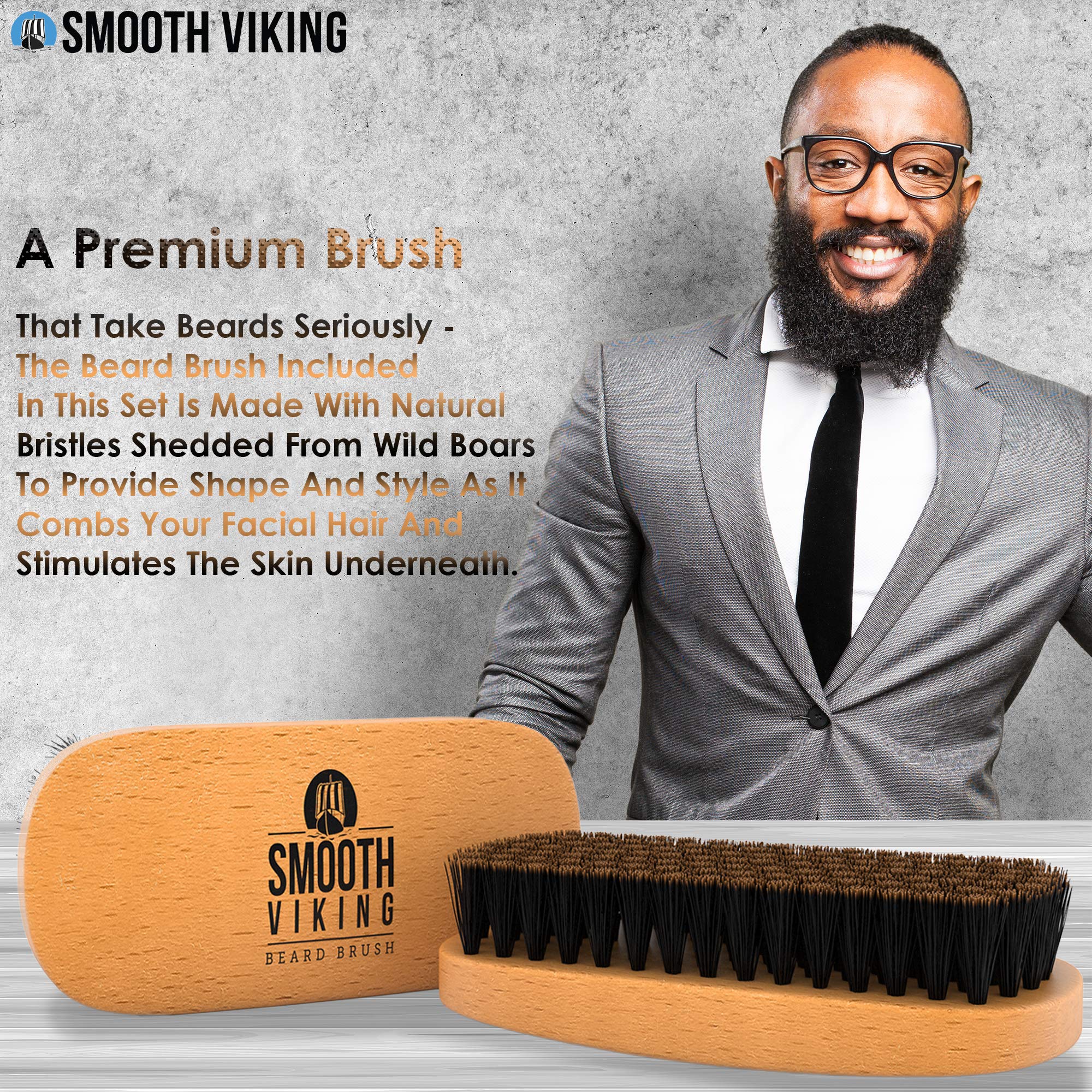 Uso Smooth Viking en barba húmeda o seca para un acabado uniforme.