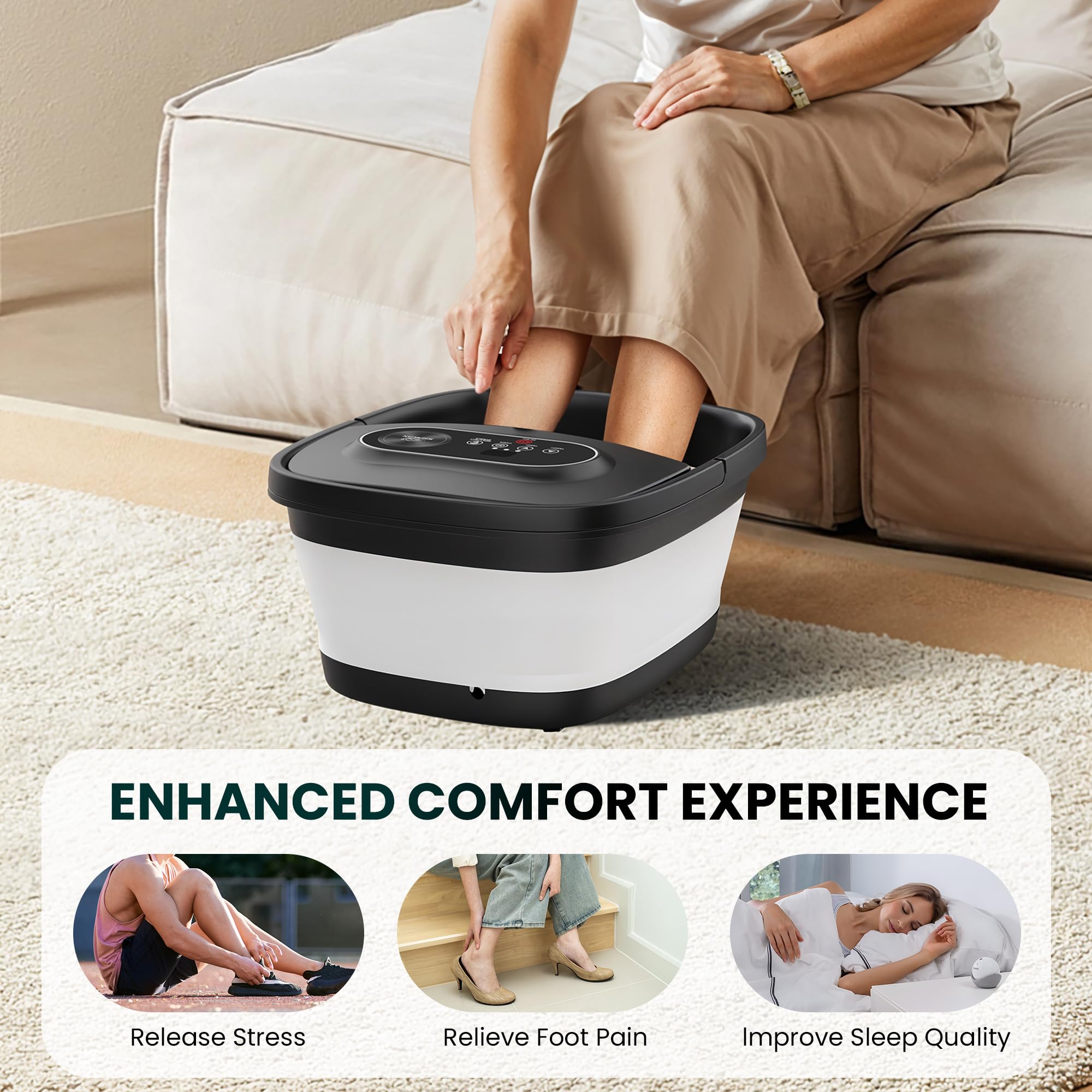 Spa para pies Snailax con drenaje: vaciado rápido y limpio