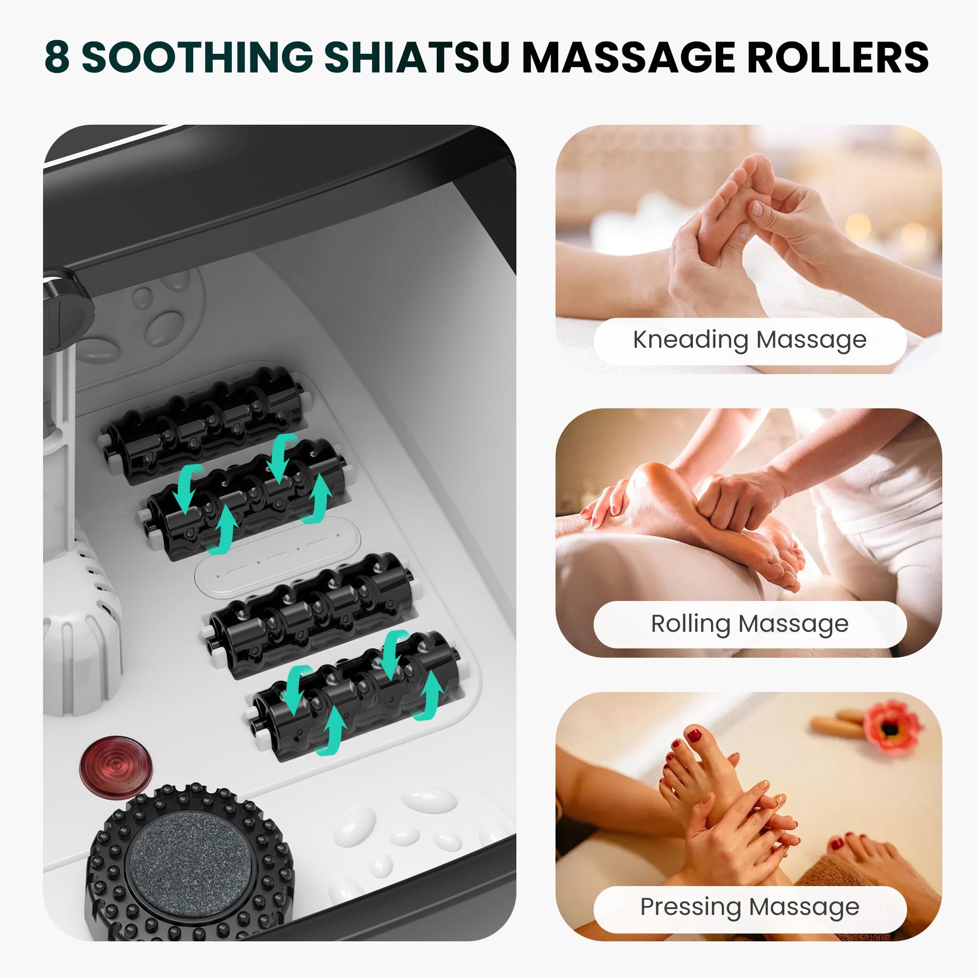 Spa para pies Snailax plegable con mango: transporte cómodo