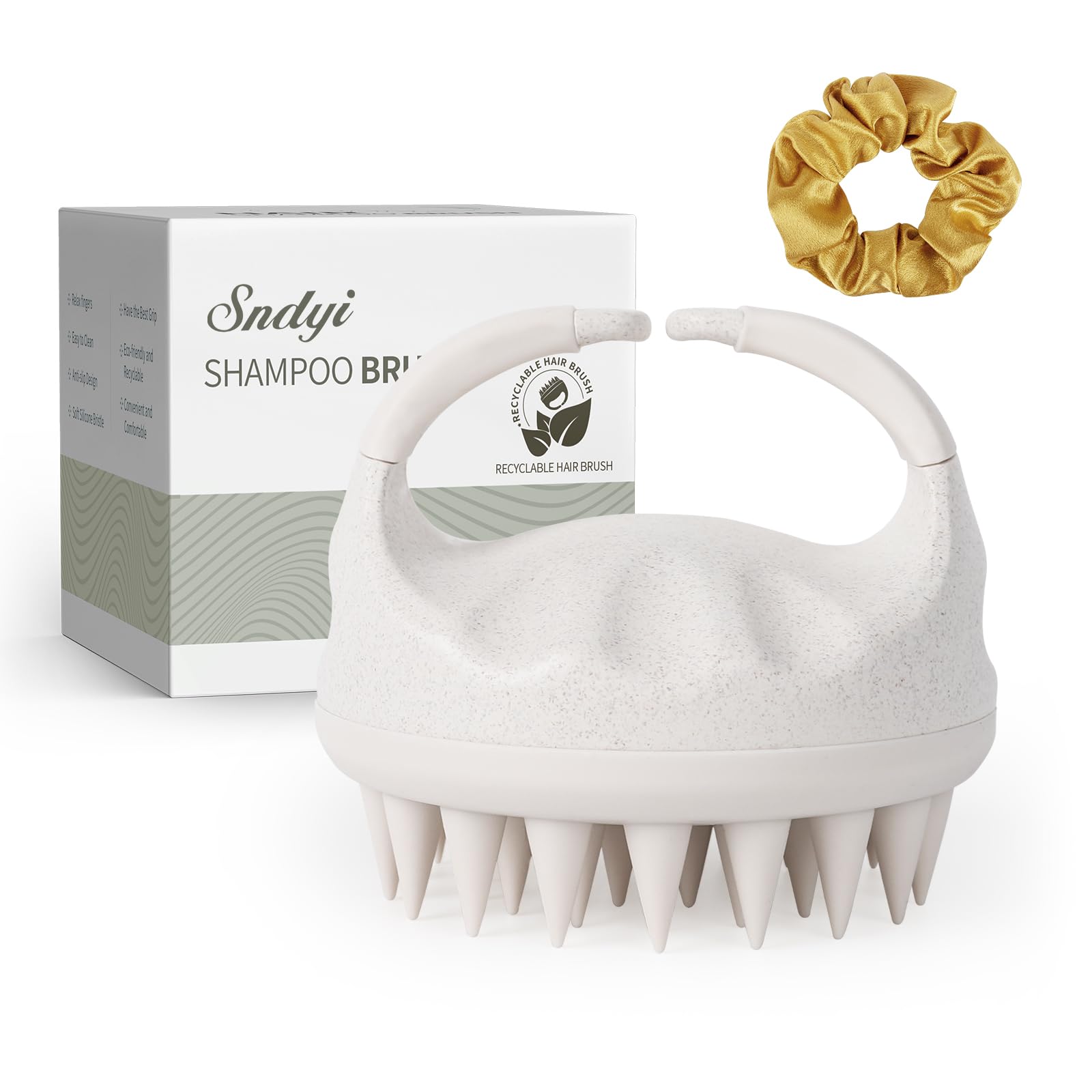 Sndyi masajeador de silicona para cabello y cuero cabelludo mejora la circulación y limpieza.