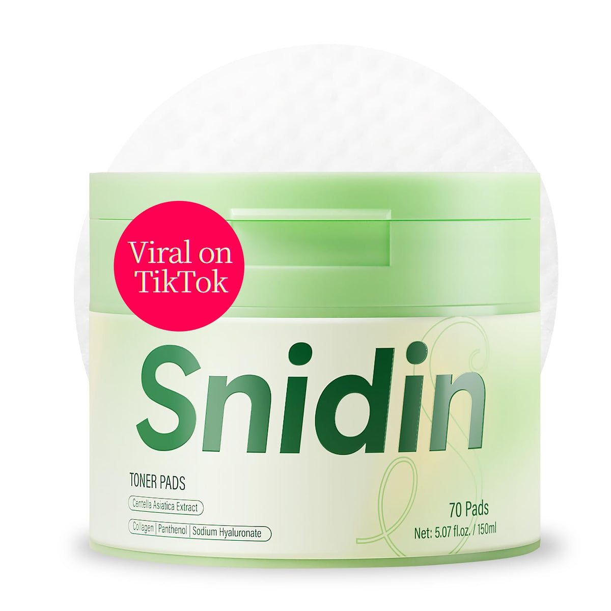 Snidin Toner Pads con Centella asiática para hidratación suave y tono uniforme.