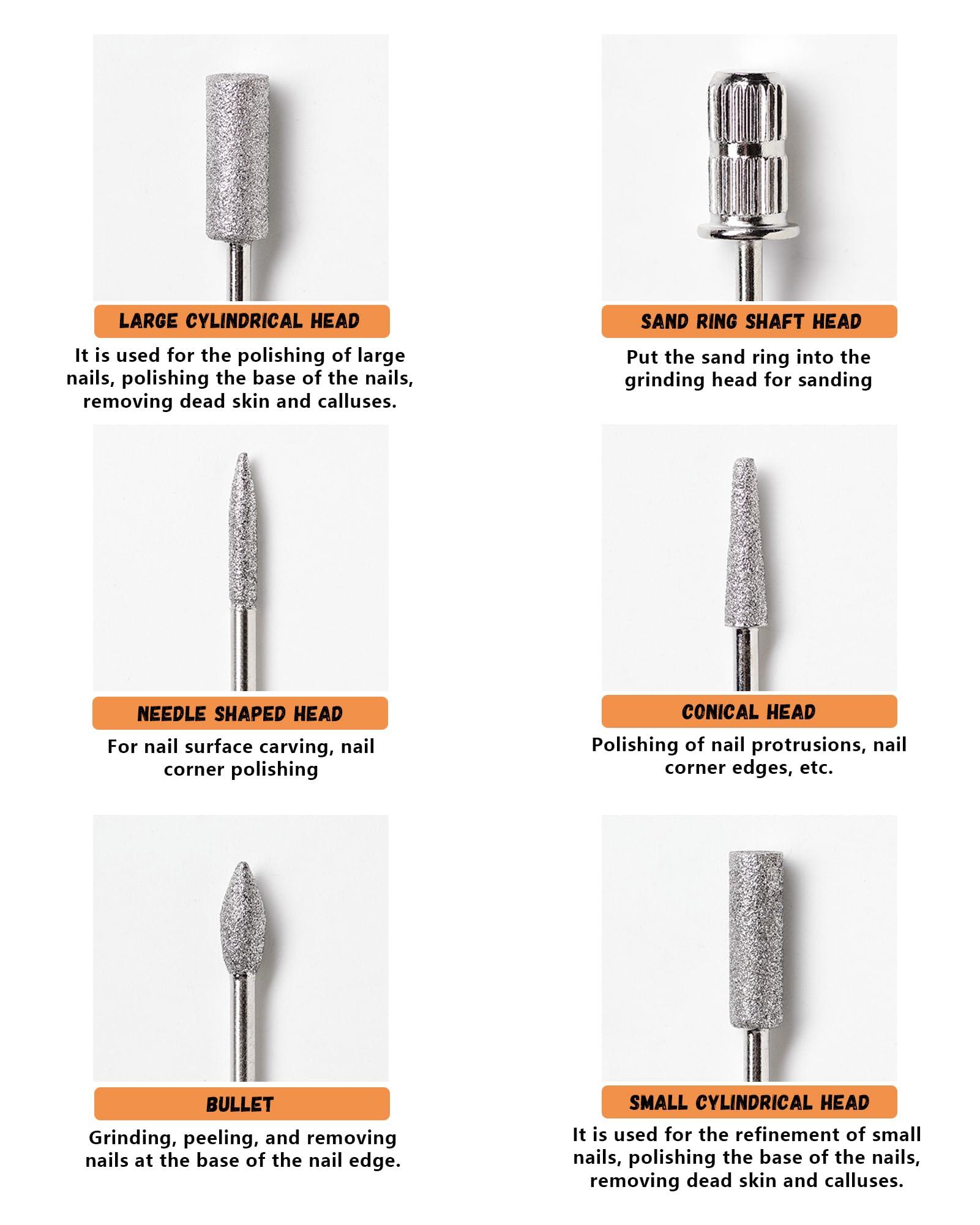 Brocas de uñas con tallo 3/32 de pulgada de Snmzlc para uso profesional.