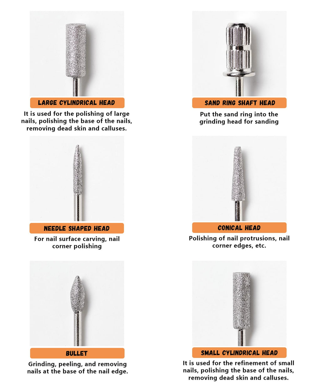 Brocas de uñas con tallo 3/32 de pulgada de Snmzlc para uso profesional.