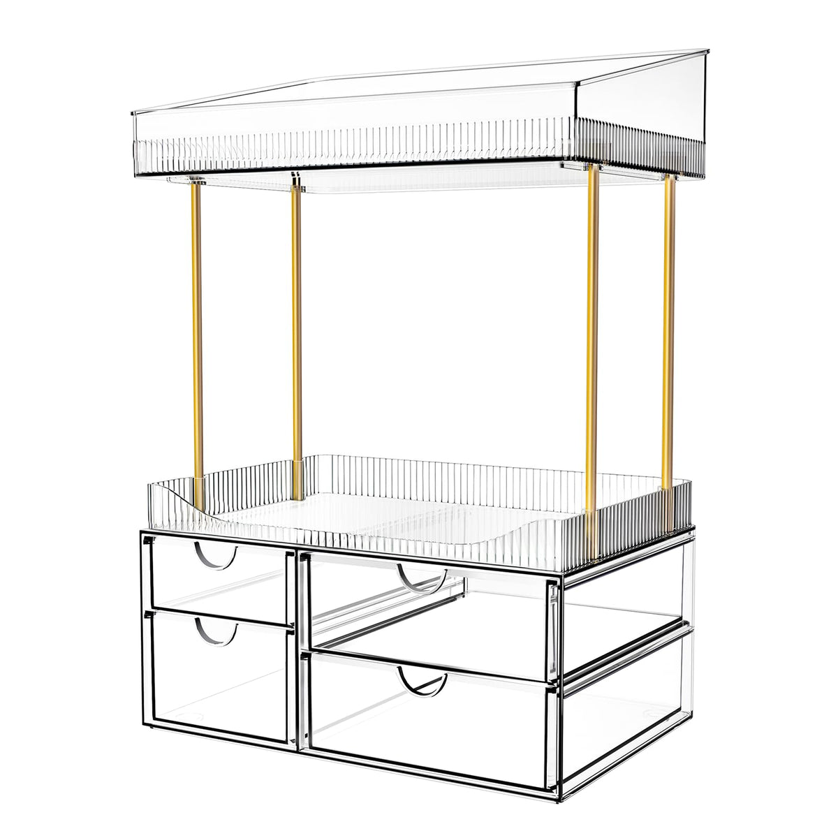 Organizador SNSLXH con 4 cajones frontal para maquillaje, óptimo para ordenar cosméticos.