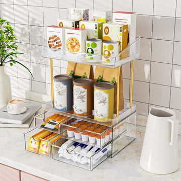Cajones para sombras y protectores solares, organización eficiente.