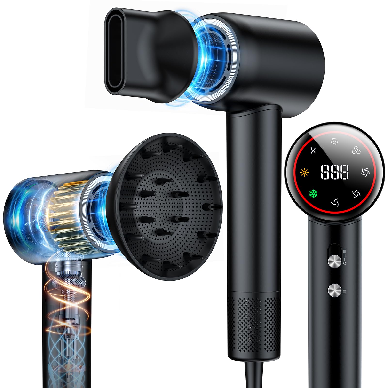 SnugLuv secador de cabello, velocidad 160000 rpm para secado rápido en casa y en estudio