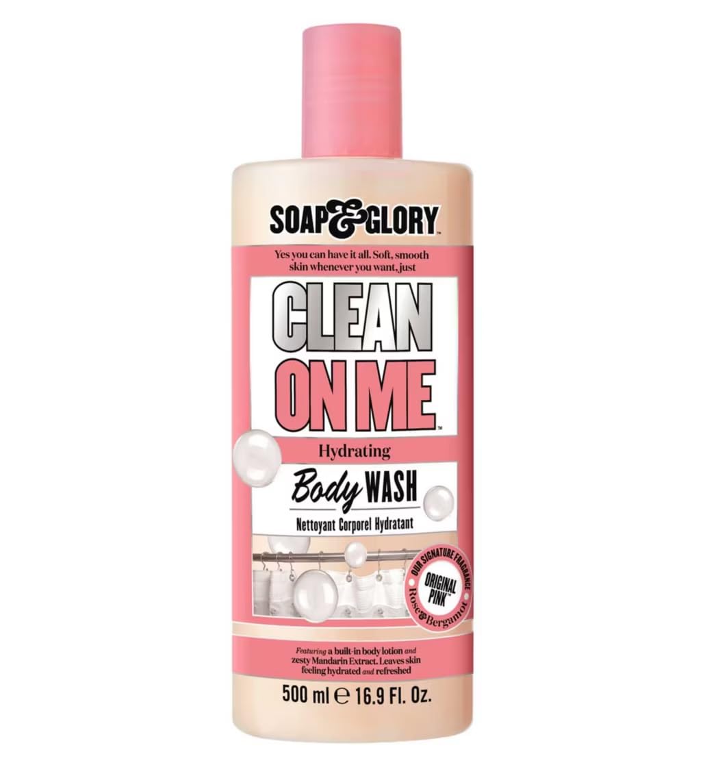 Soap & Glory Gel de Ducha Clean On Me 500 ml frente de la botella, uso diario