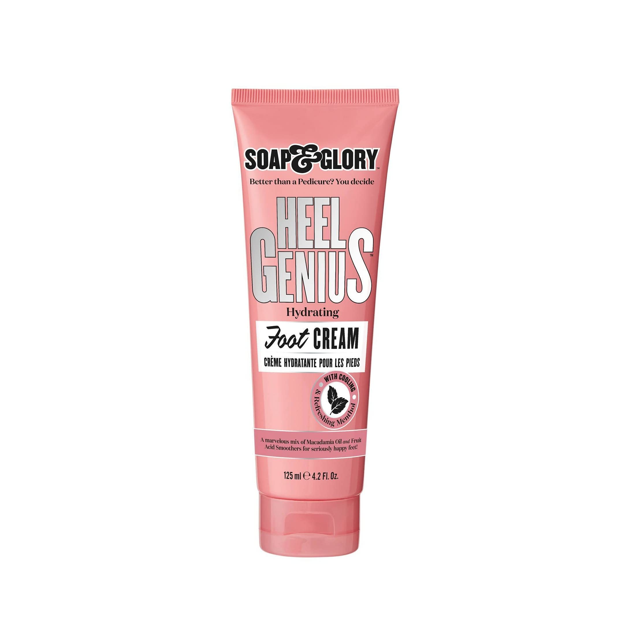 Soap & Glory Heel Genius crema para talones secos, hidratación profunda para pies suaves.