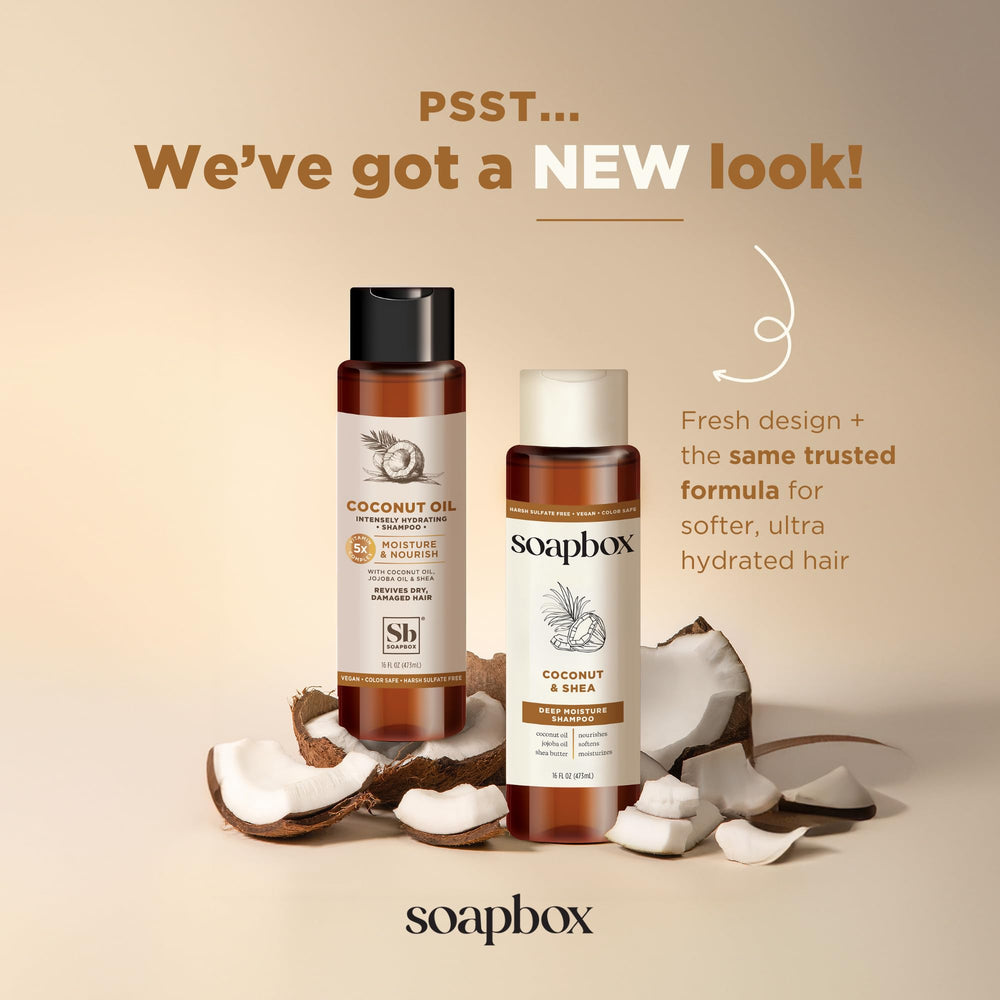 Soapbox acondicionador coco, brillo y nutrición para todo tipo de cabello.