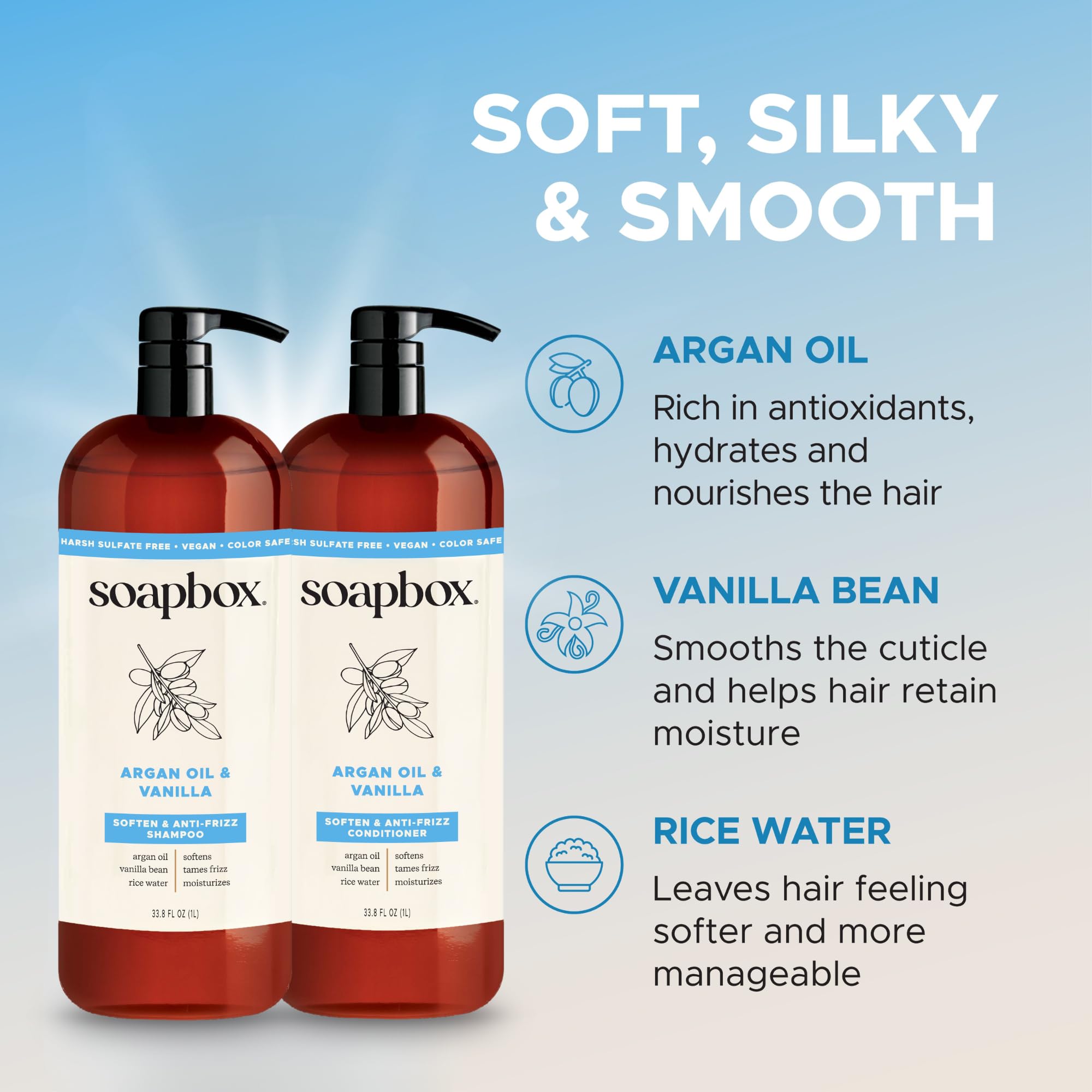 Soapbox Après-shampooing Argan, texture crème, démêlage facile et nourrissant