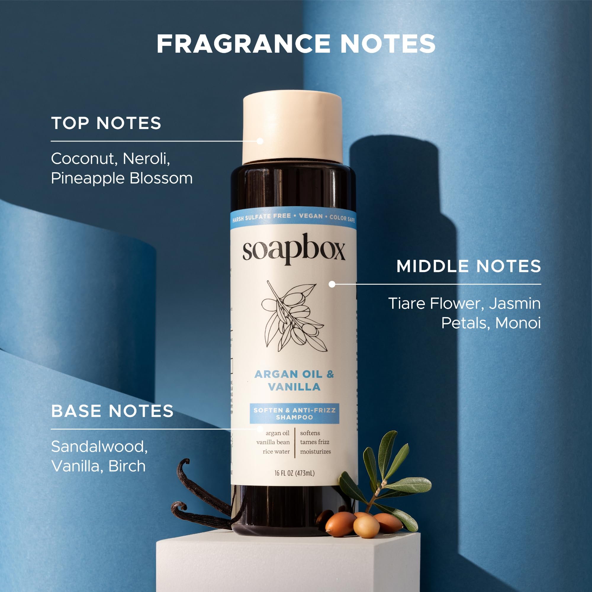 Boîtier Soapbox Après-shampooing Argan, etiquette claire et packaging recyclable