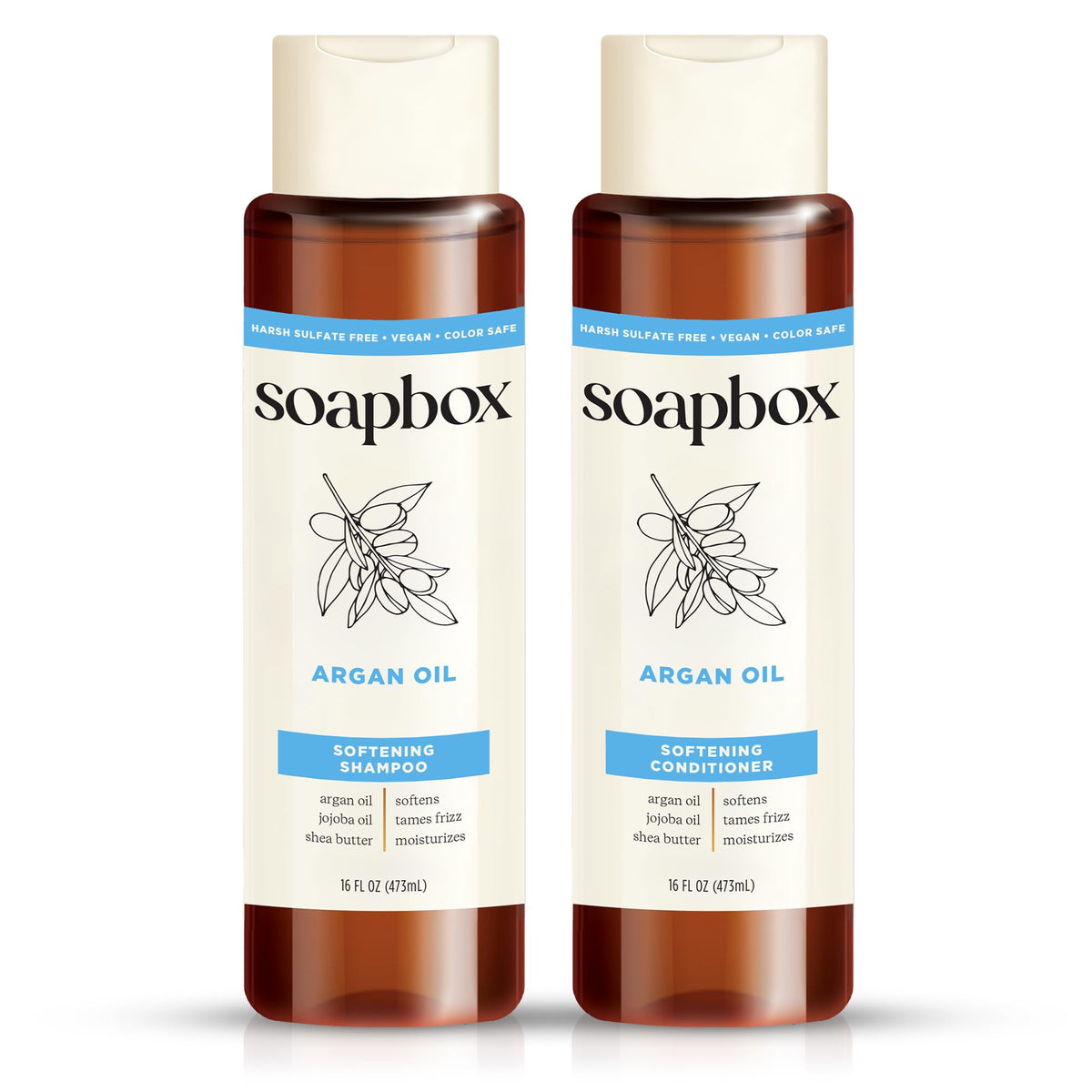 Soapbox Argan Shampoo en botella, brillo suave para el cabello.