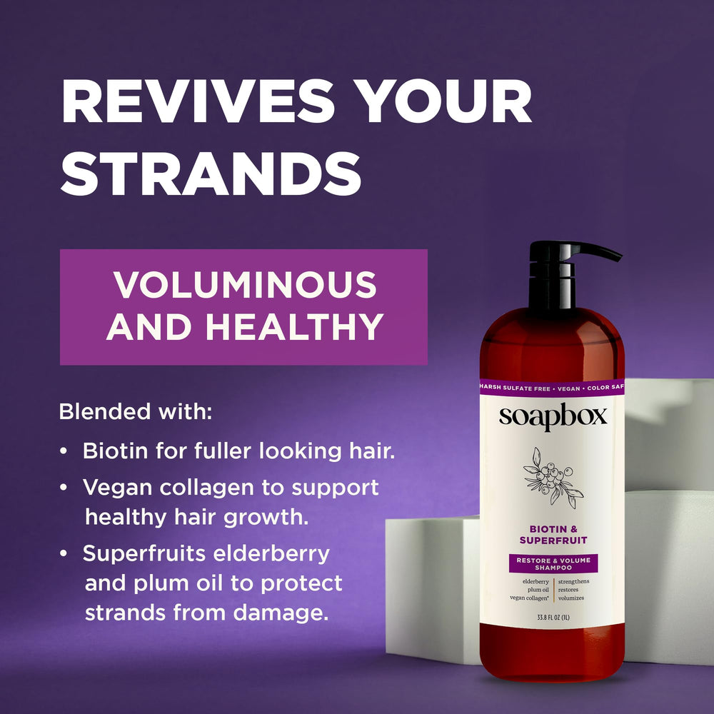 Soapbox Biotin Shampoo – Mousse riche et lavage en douceur sans sulfates