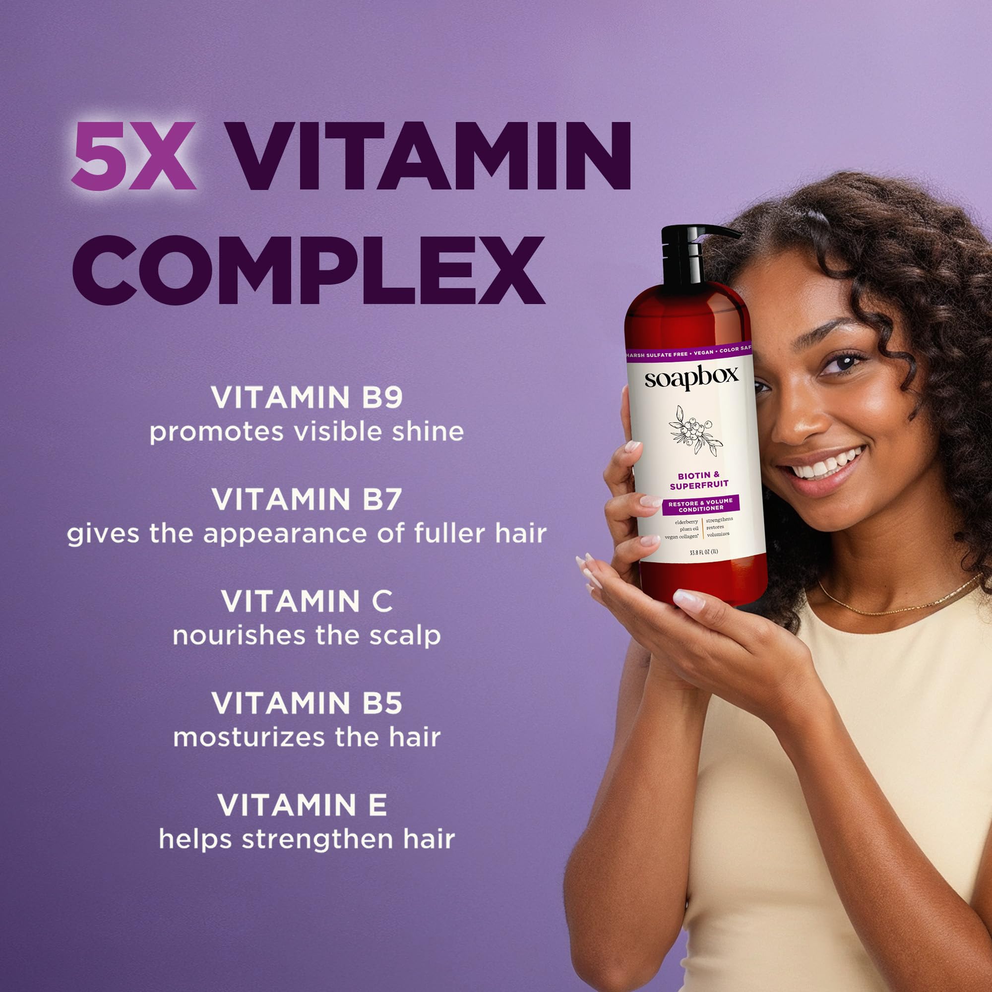 Texture crèmeuse du Shampoo Soapbox Biotin Superfruit, coiffage facilité