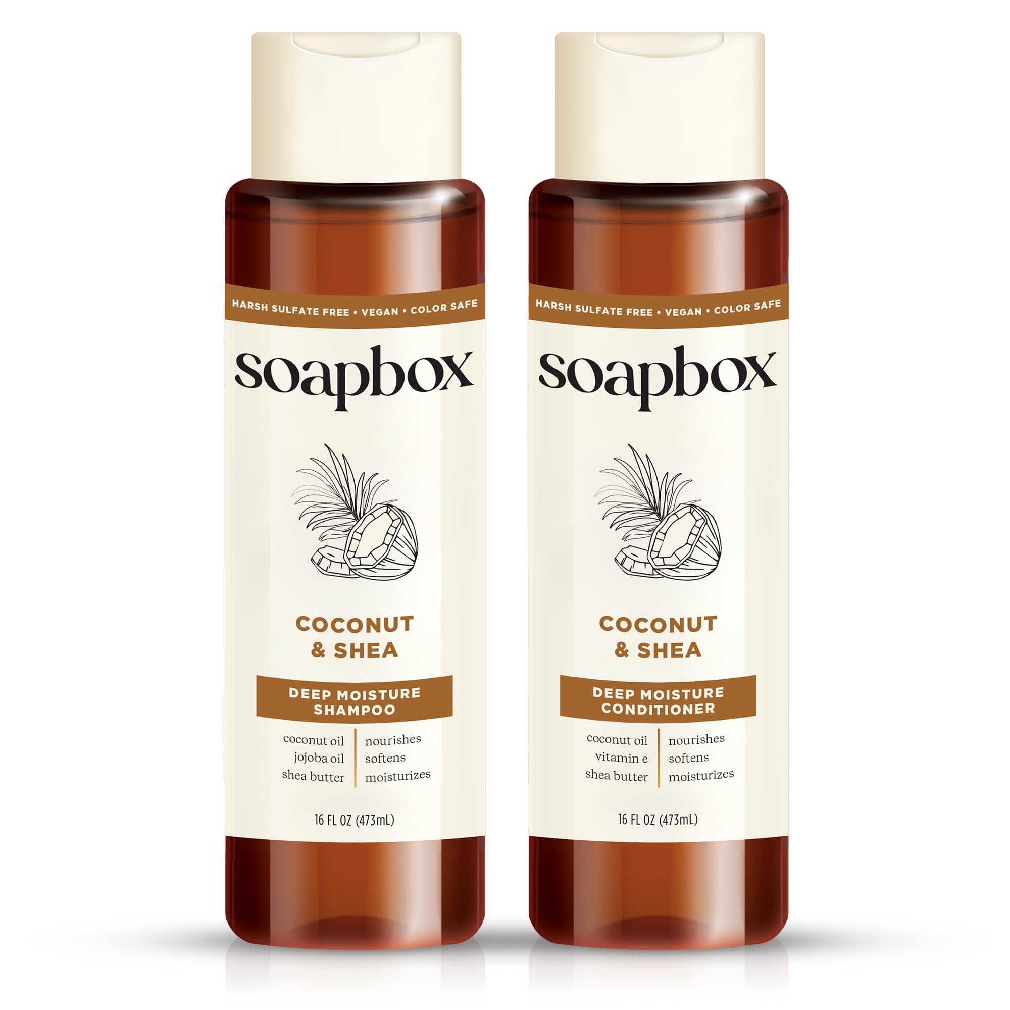 Soapbox champú coco y jojoba, hidratación diaria para cabello suave.
