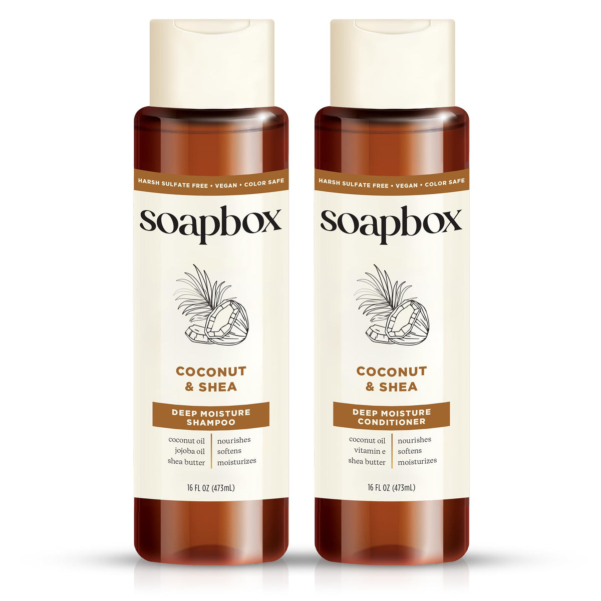 Soapbox champú coco y jojoba, hidratación diaria para cabello suave.