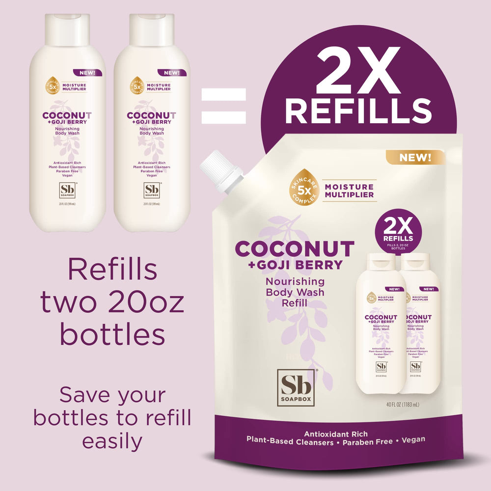 Soapbox Coconut Goji Berry label design highlights ingredients.