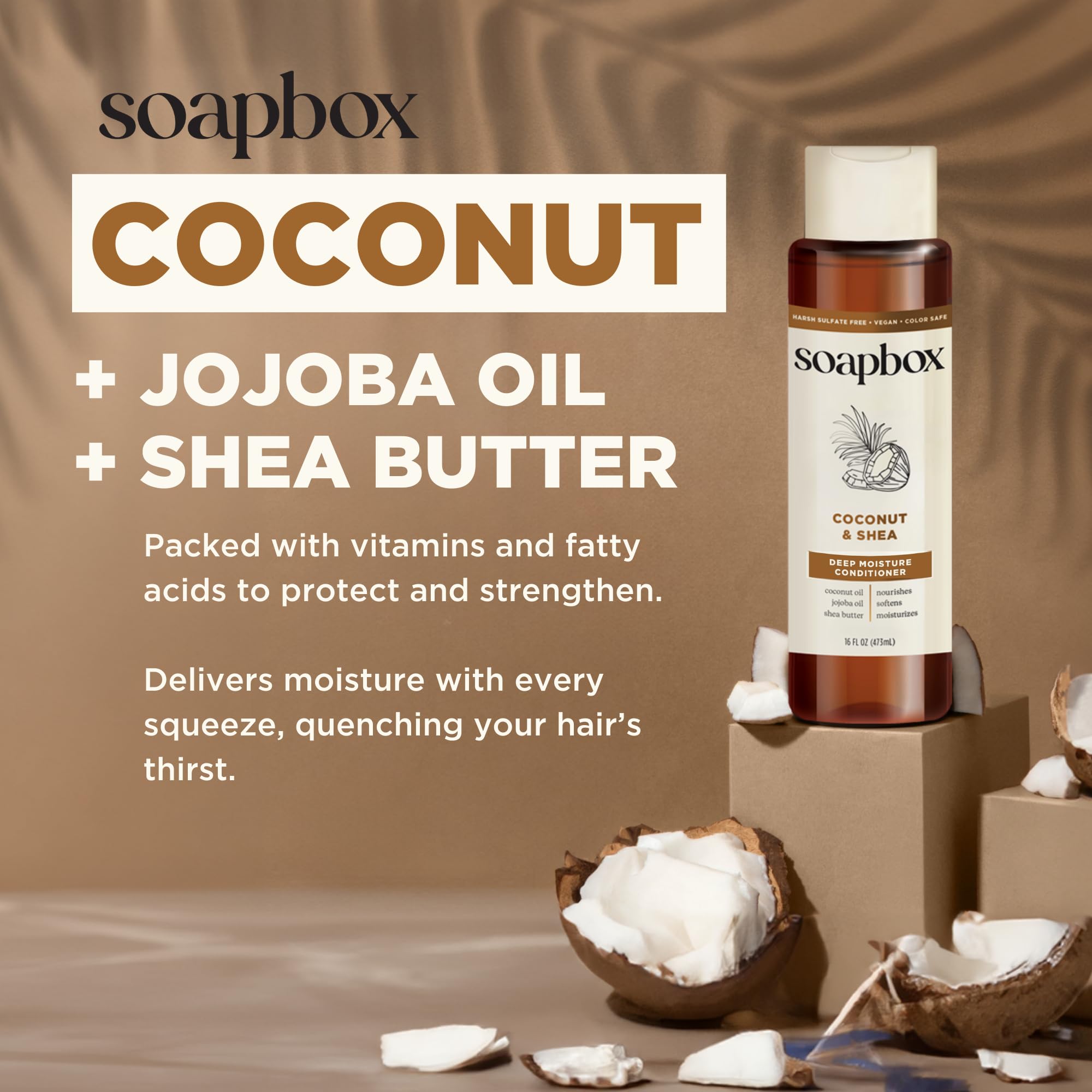 Soapbox con vitamina E y karité nutre el cabello