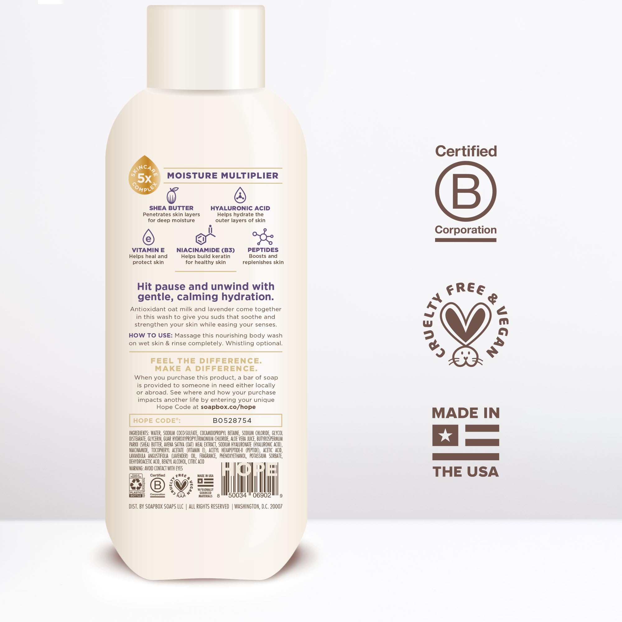 Soapbox flacon 590 ml, soin nourrissant avec beurre de karité