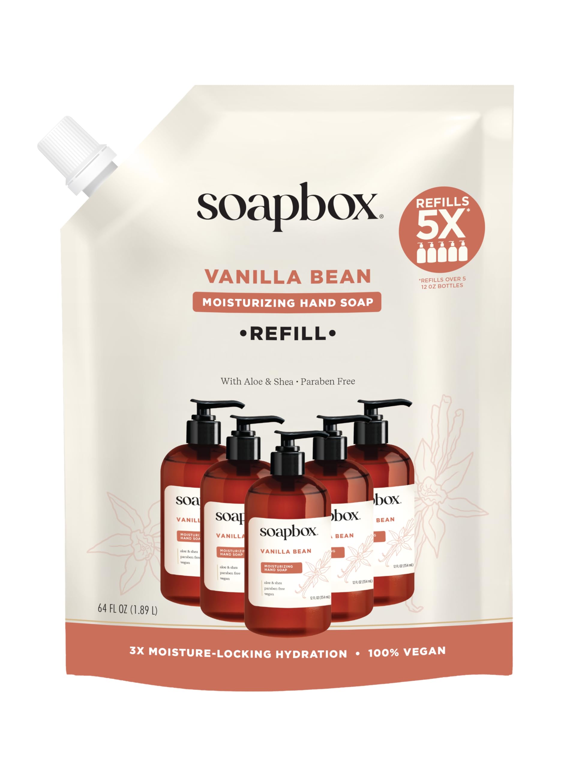 Soapbox jabón manos líquido relleno vanilla, perfecto para recargar el dispensador de la cocina.