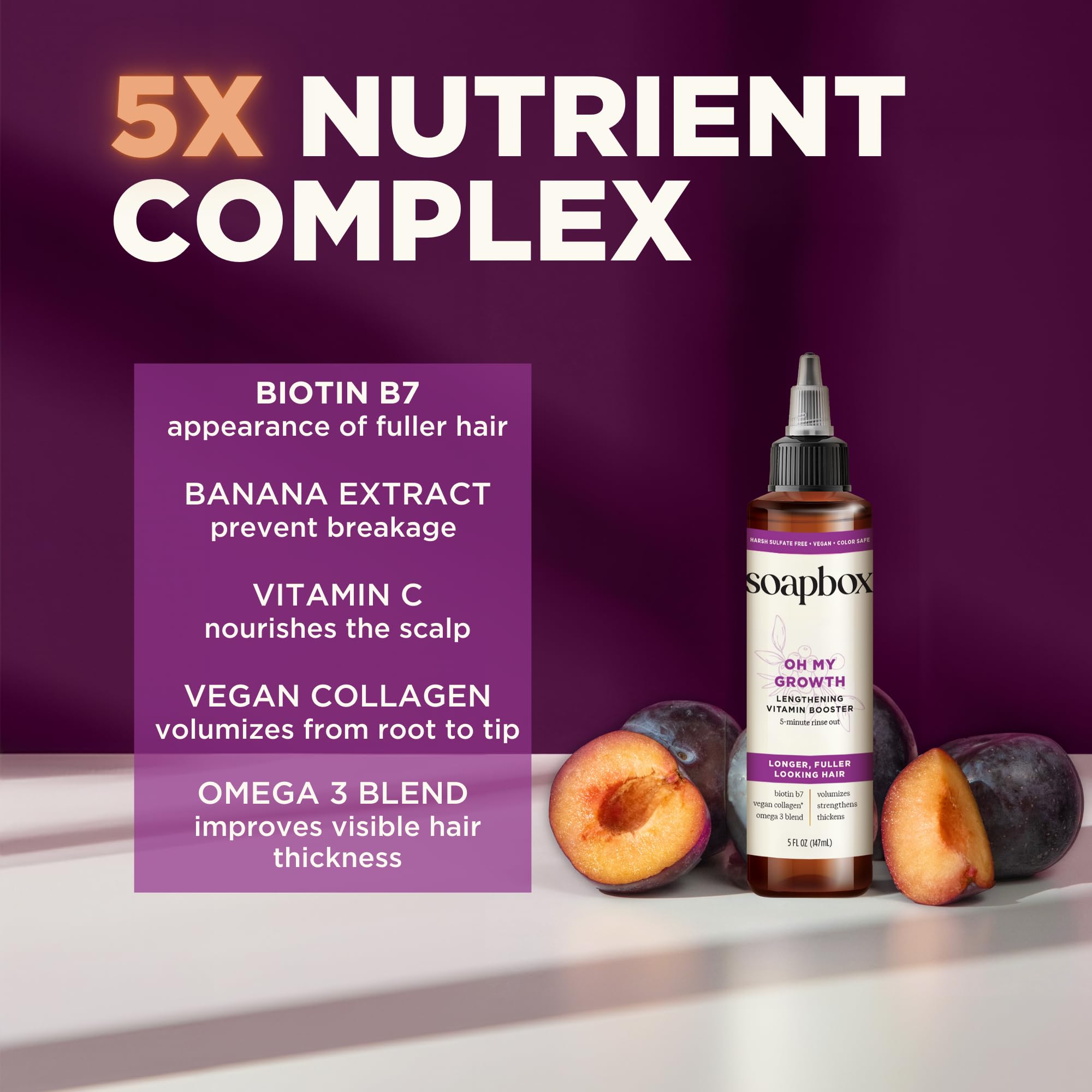 Soapbox Oh My Growth: colágeno vegano fortalece de raíz a puntas.