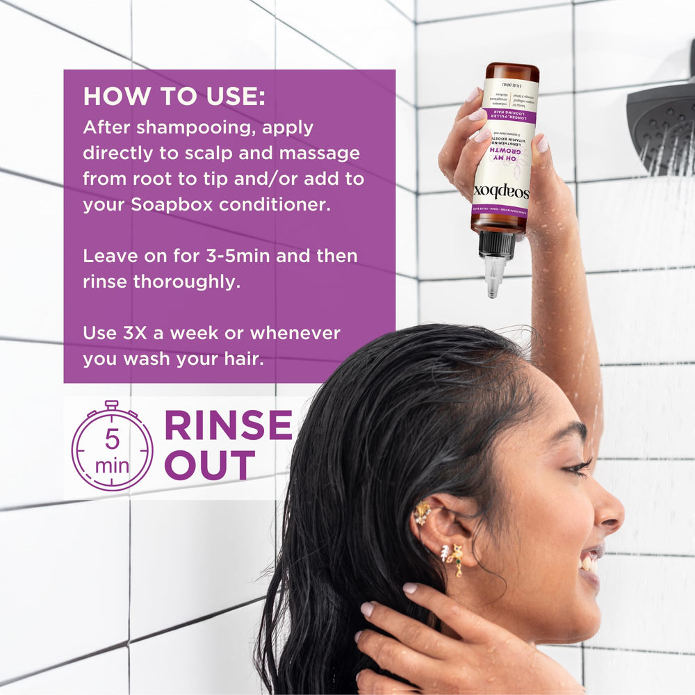 Soapbox Oh My Growth: omega-3 para densidad visual del cabello.