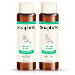 Soapbox shampoing arbre à thé bouteille purifiant le cuir chevelu.