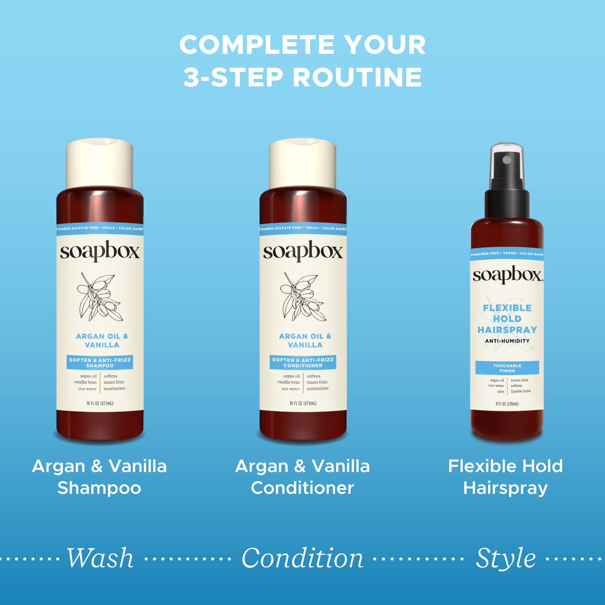 Shampoing Soapbox Argan, flacon translucide et aspect clair