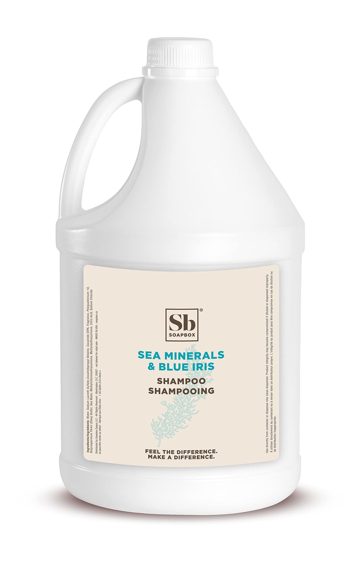 Soapbox Shampoo minéraux marins et iris bleu, bouteille prête pour usage quotidien
