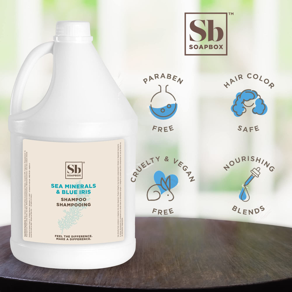 Soapbox Shampoo parfum frais mer et iris bleu